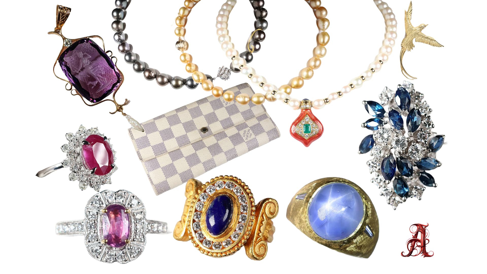 Luxury consignment services for fine jewelry and designer items at Alighieri's Auction House