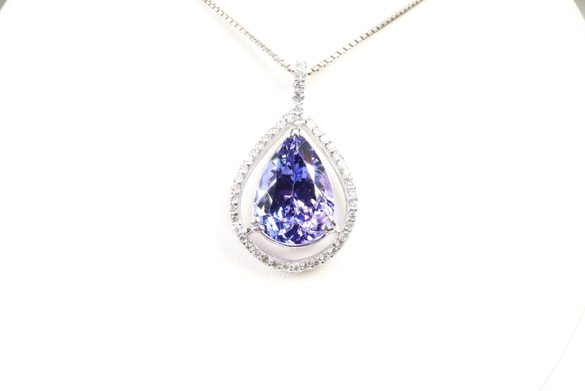 Platinum, Natural Tanzanite & Diamond Pendant 4.19ctw, Gemstone Jewelry Diamonds jewelry auction at Alighieri's