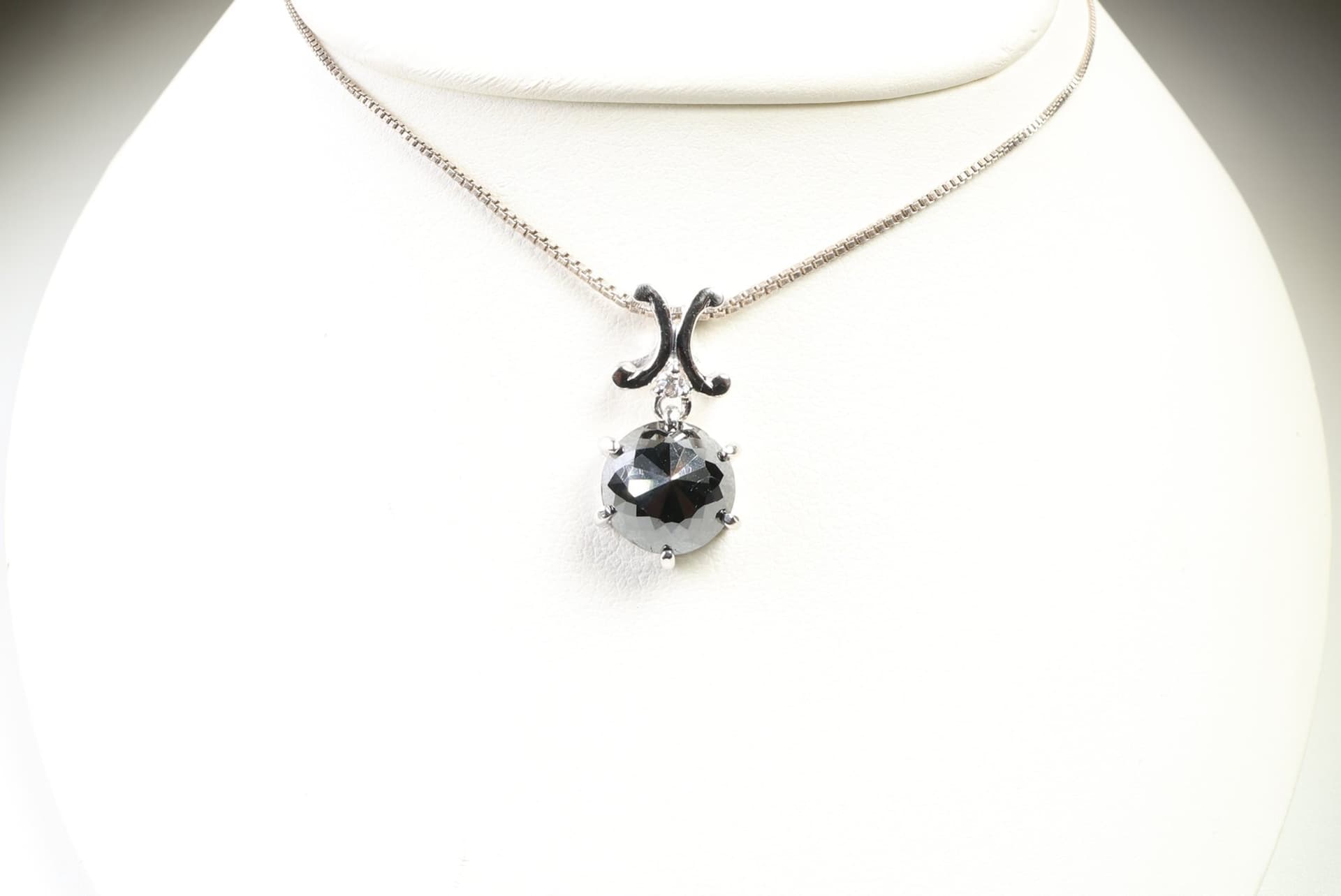 18k White Gold, Black Diamond & Diamond Pendant 2.83ctw, Gemstone Jewelry Diamonds jewelry auction at Alighieri's