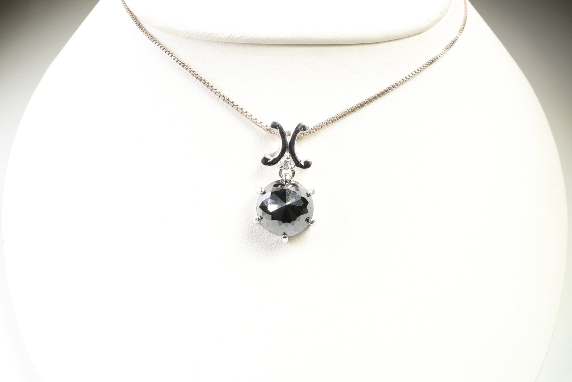 18k White Gold, Black Diamond & Diamond Pendant 2.83ctw, Gemstone Jewelry Diamonds jewelry auction at Alighieri's