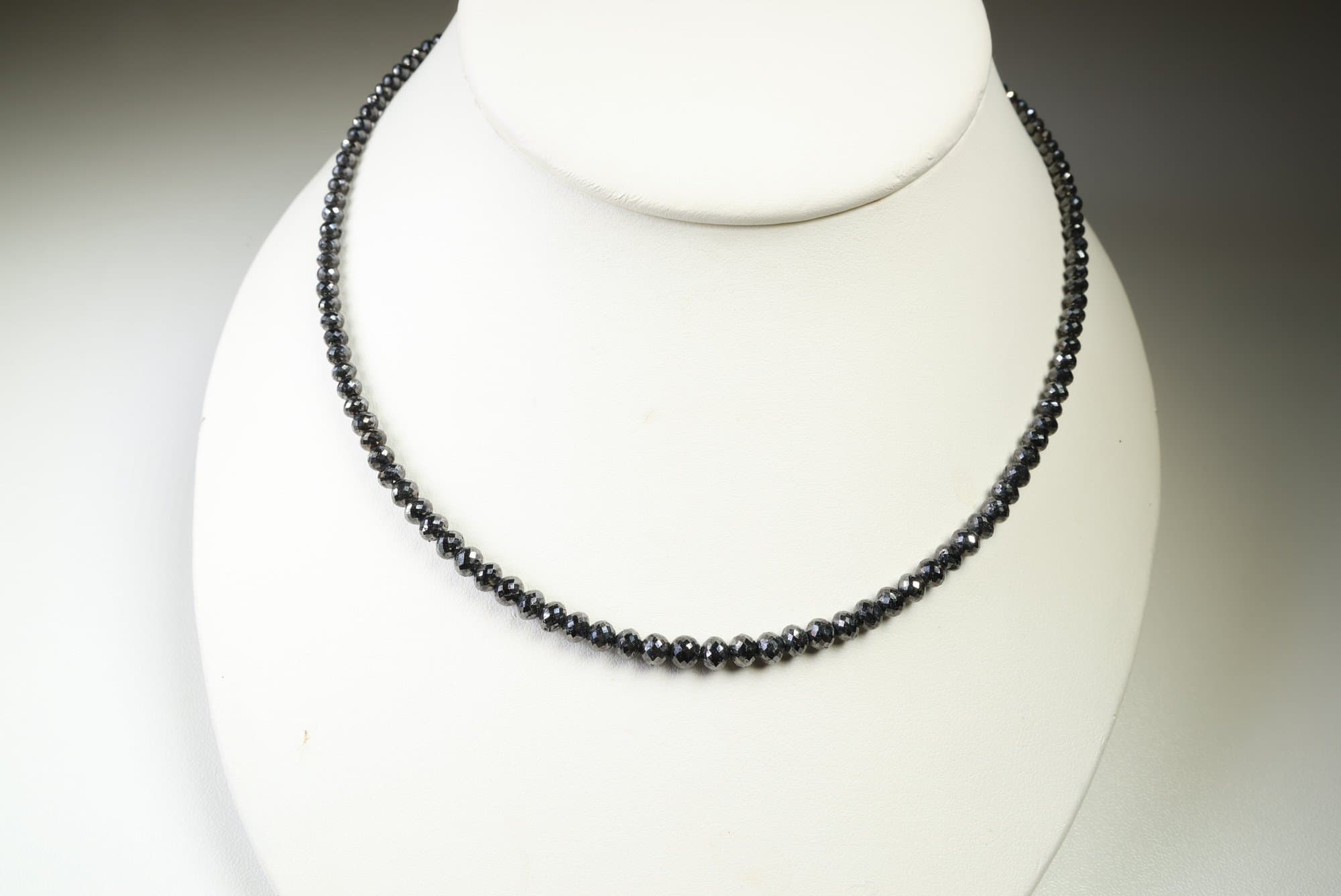 18k White Gold Black Diamond Necklace 50.00ctw Adjustable jewelry auction at Alighieri's