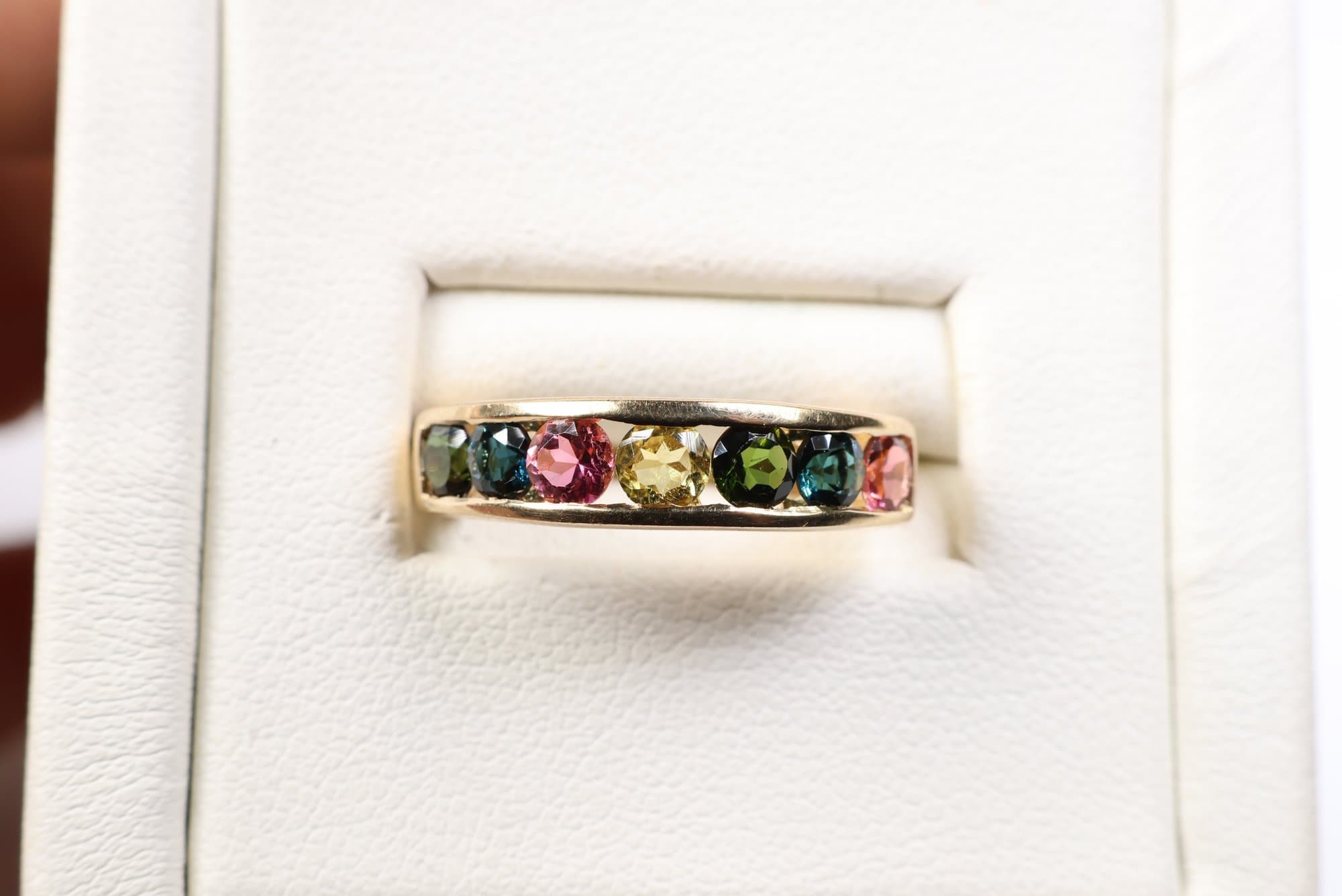 14k Yellow Gold, Multi-colored Tourmaline Ring, 2.6 Grams Gemstone Jewelry jewelry auction at Alighieri's