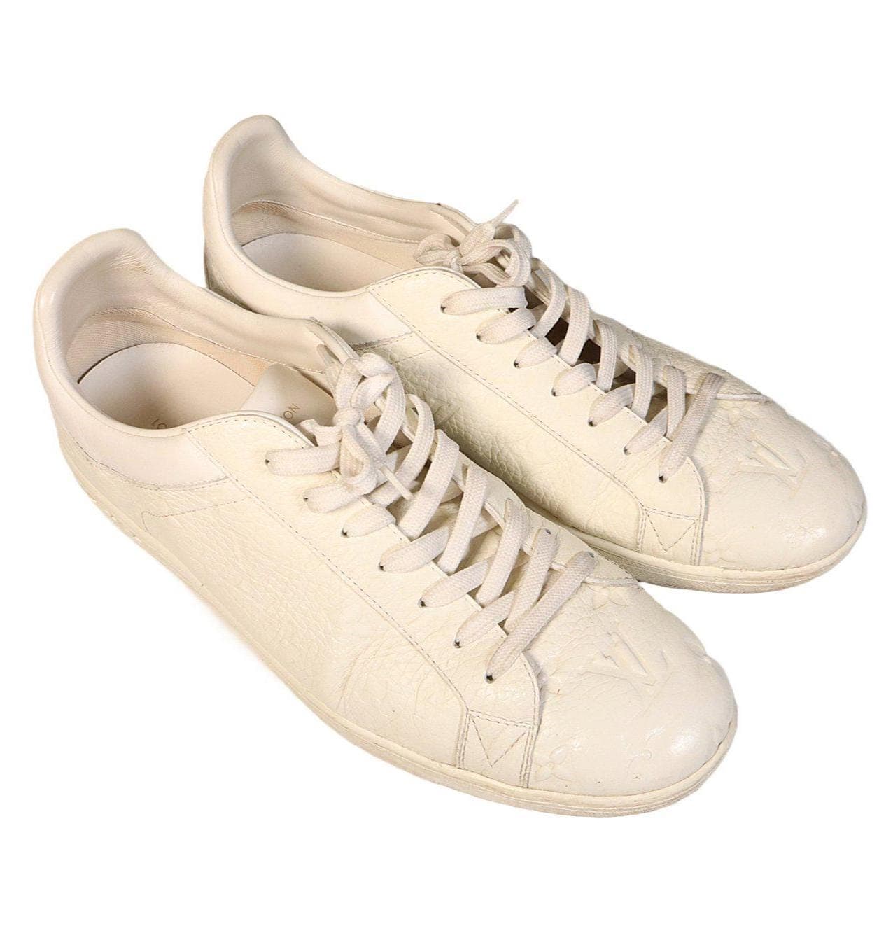 Louis Vuitton Paris White Monogram Leather Lace Up Sneakers Fashion Shoes Size 9 - Pre-owned fashion auction at Alighieri's