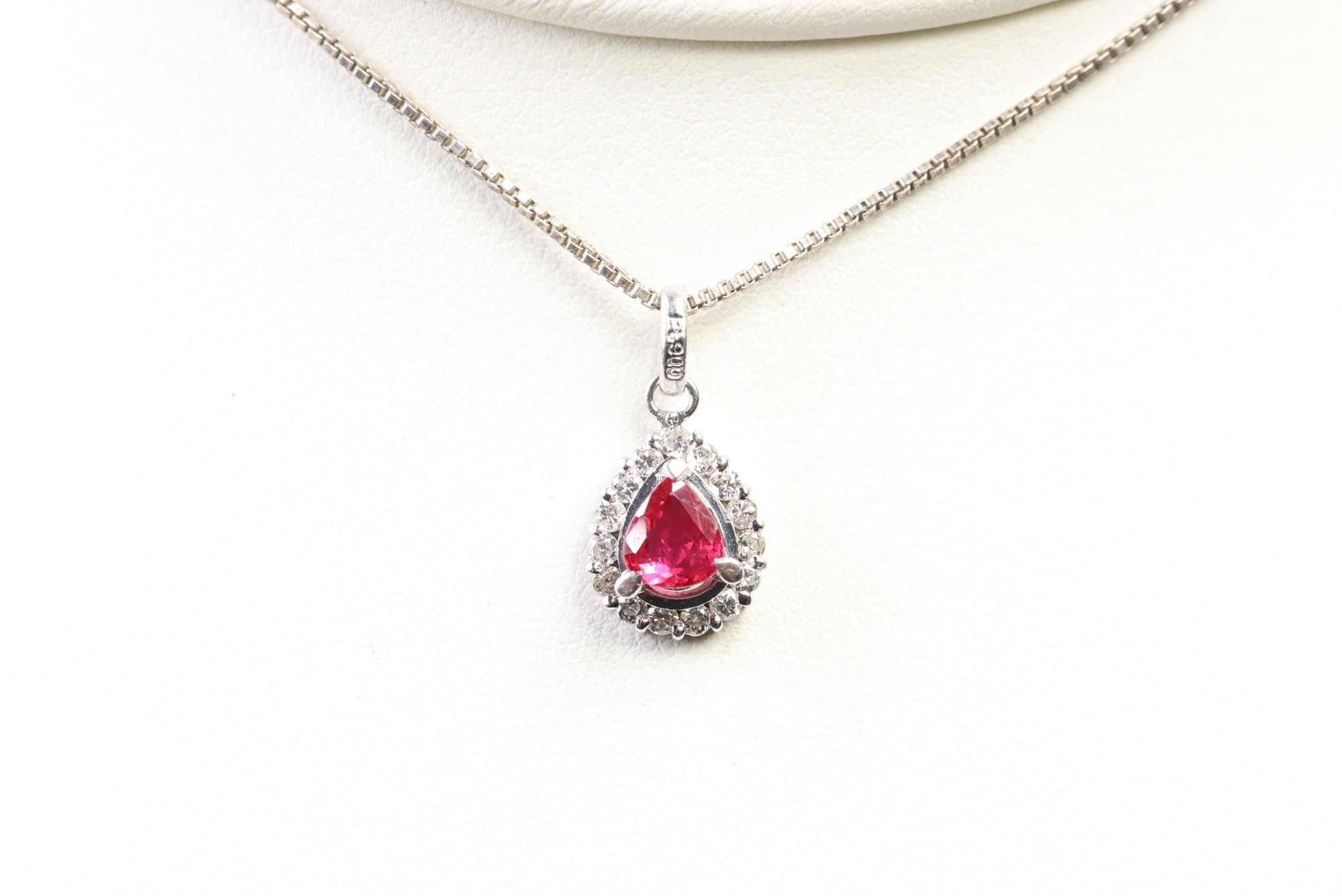 Platinum, Unheated Ruby & Diamond Pendant 0.73ctw, Gemstone Diamonds Jewelry jewelry auction at Alighieri's