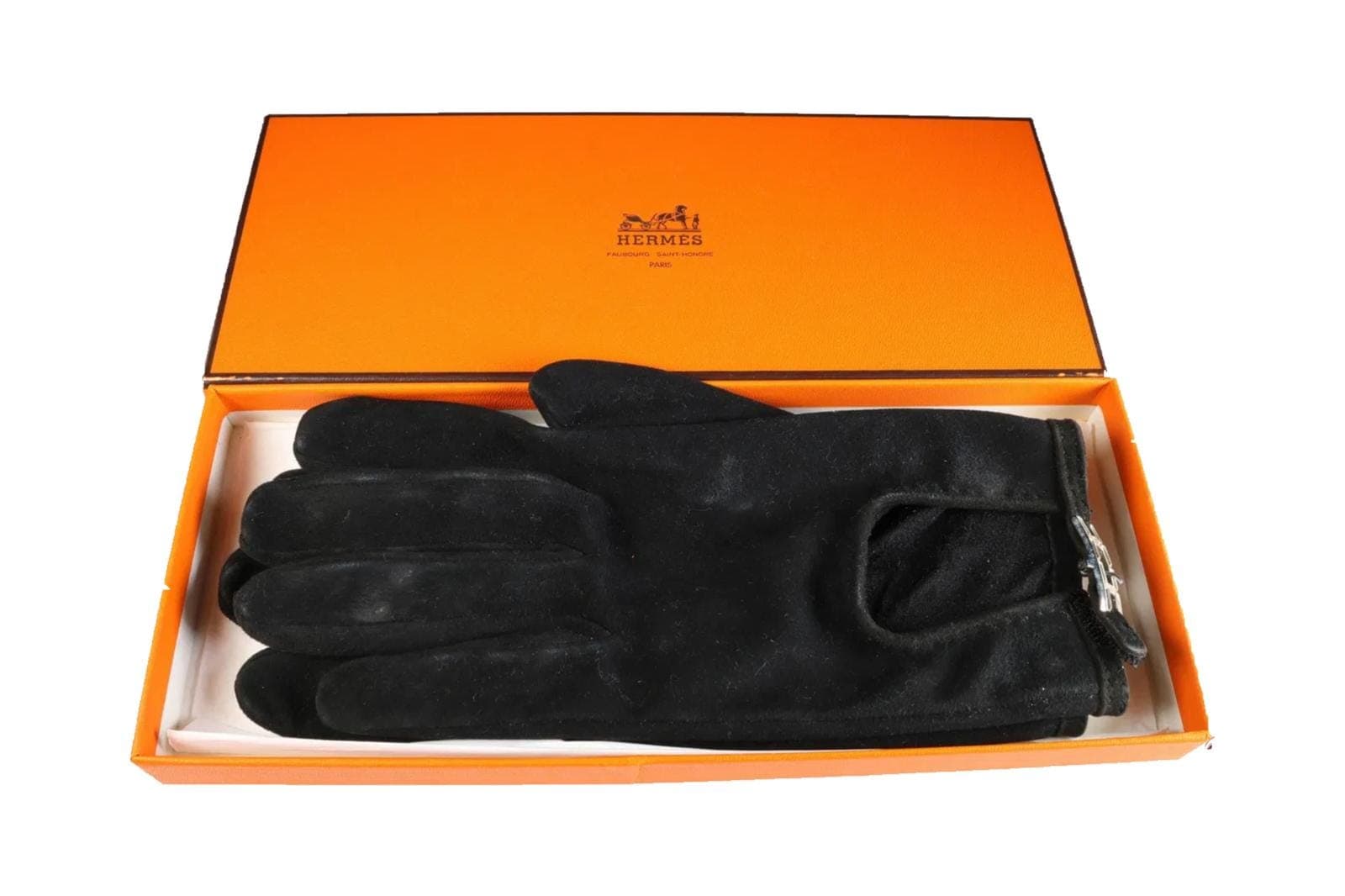 Hermes leather gloves silk lining rhinestone accent - Pre-owned accessories auction at Alighieri's