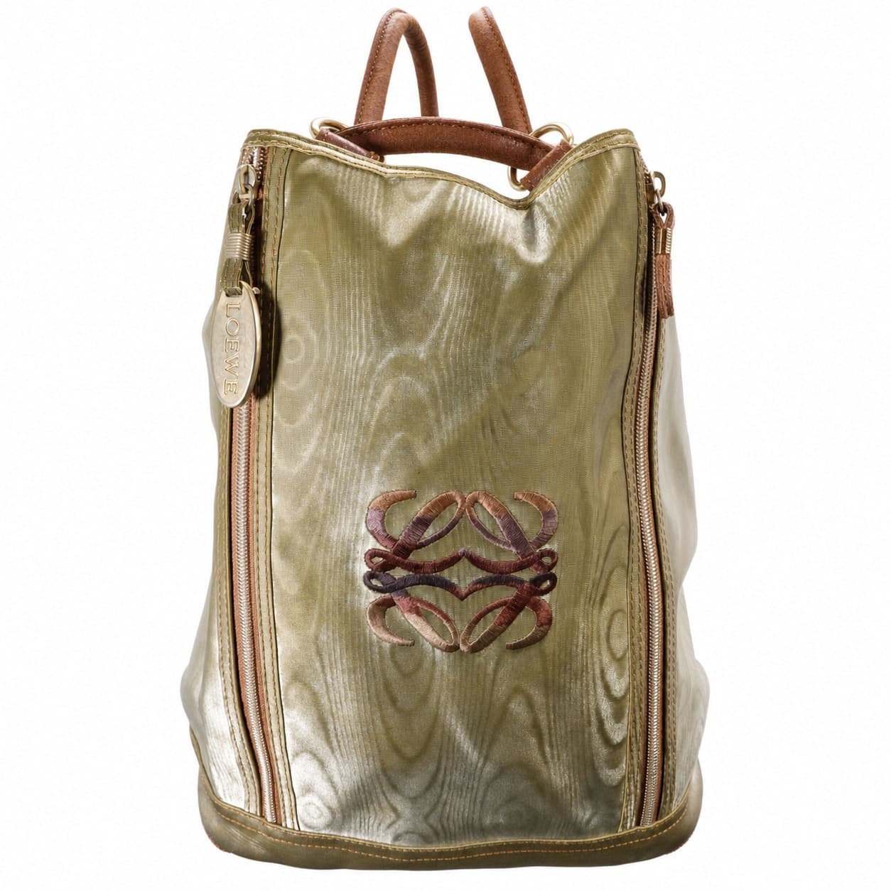 Loewe Anagram Coated PVC Backpack Tote Bag Convertible Olive Green