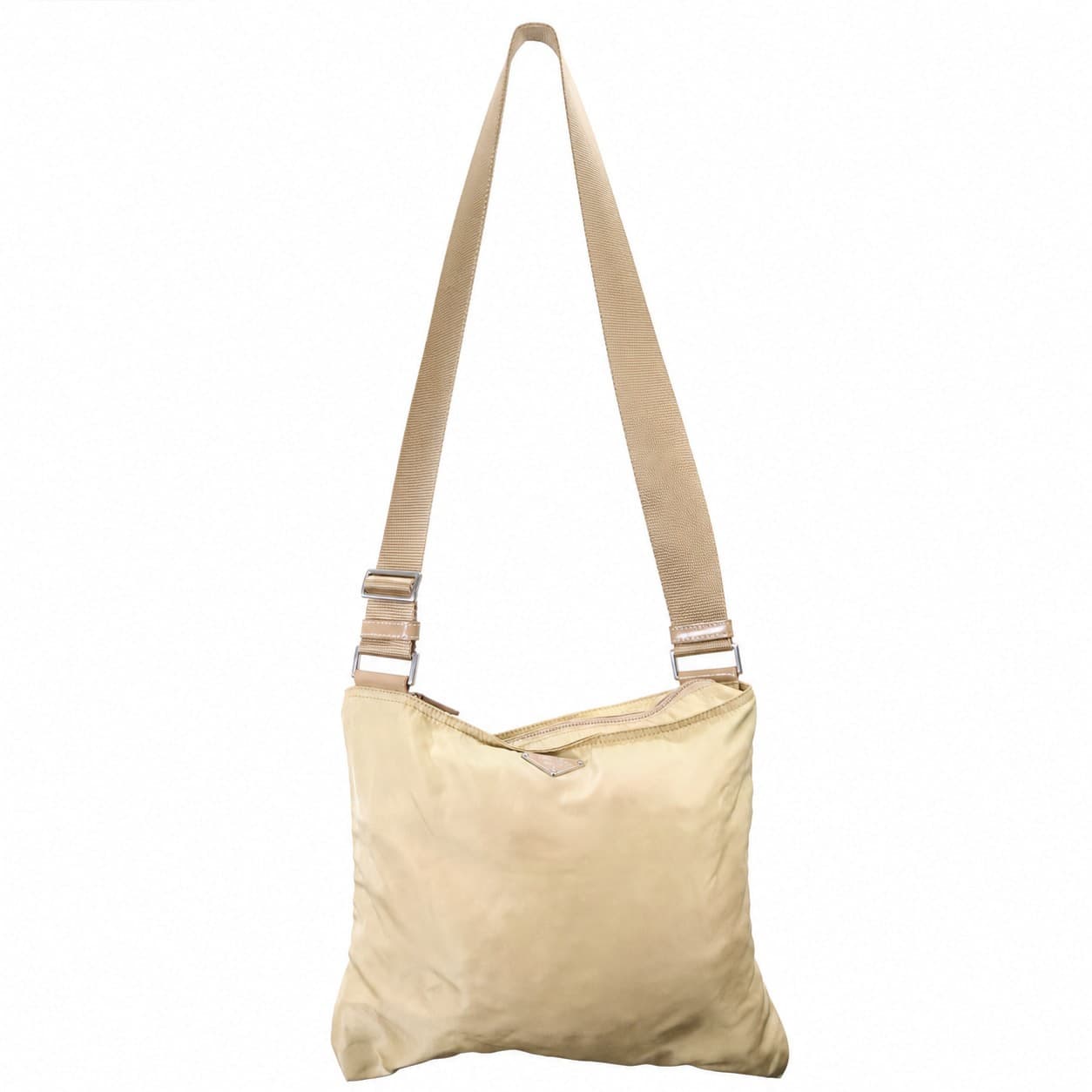 Prada Tessuto Nylon Crossbody Messenger Bag Handbag Purse Yellow Beige