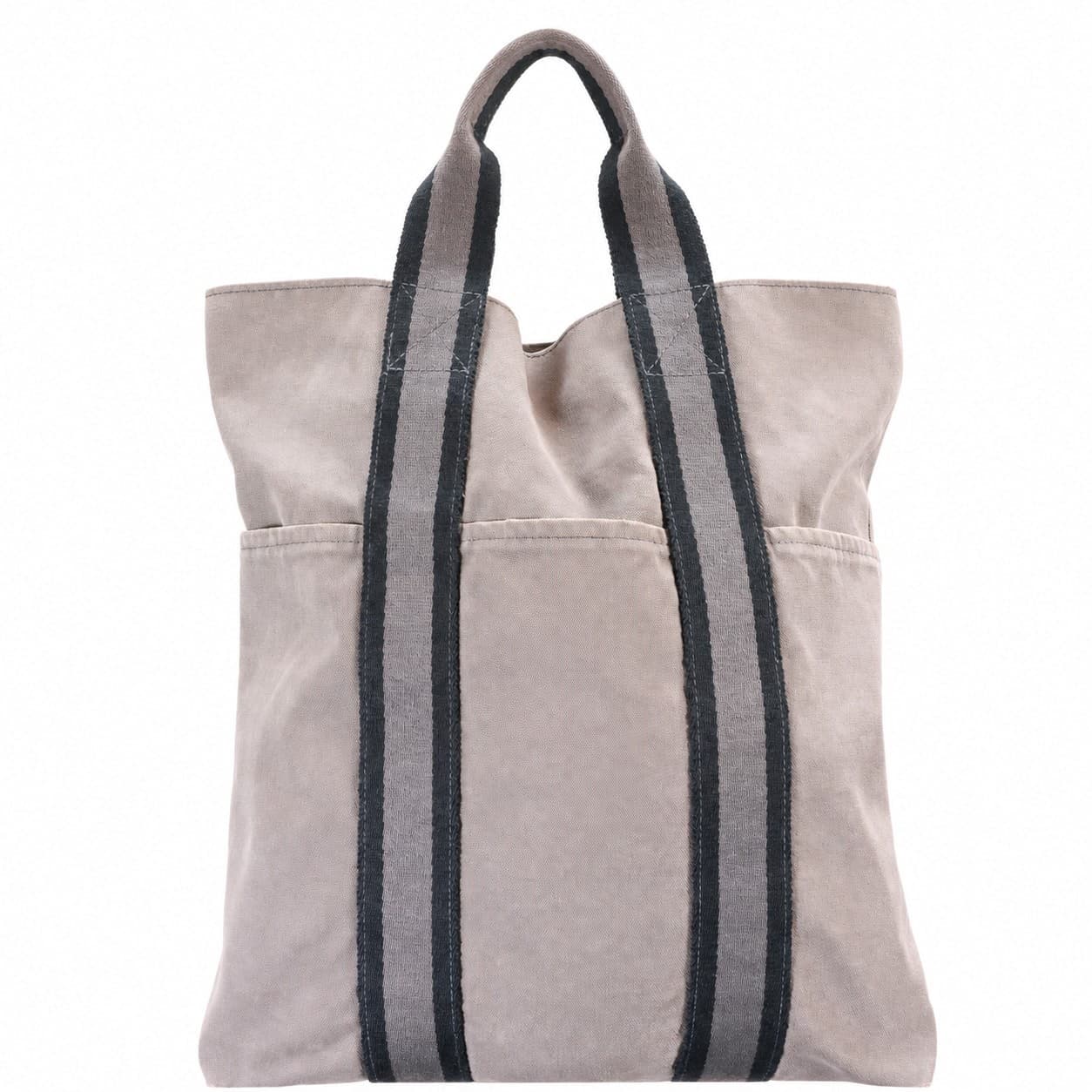Hermès Canvas Tote Bag Handbag Purse Beige Striped Handles