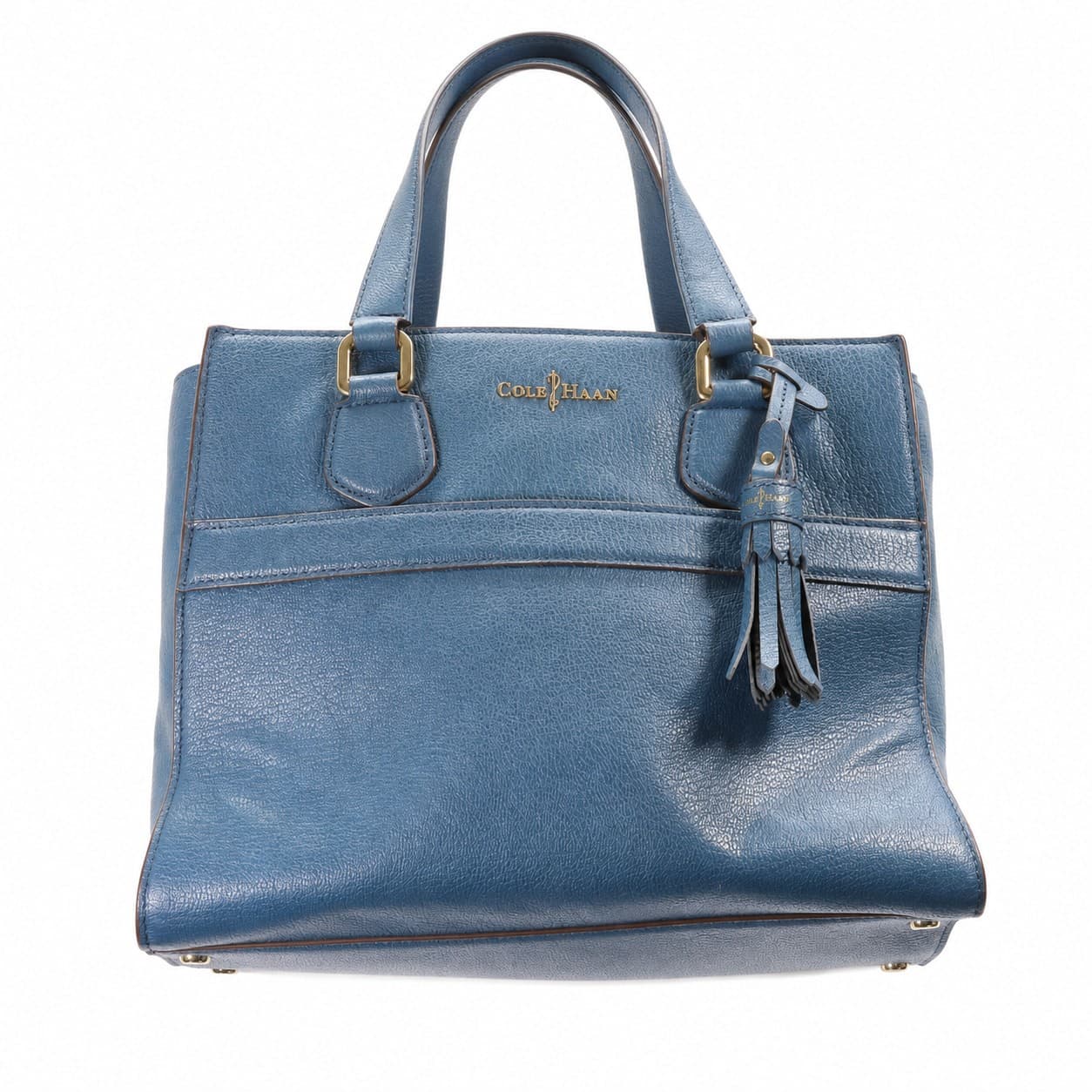 Cole Haan Berkeley Leather Satchel Handbag Purse Bag Blue Blazer Crossbody