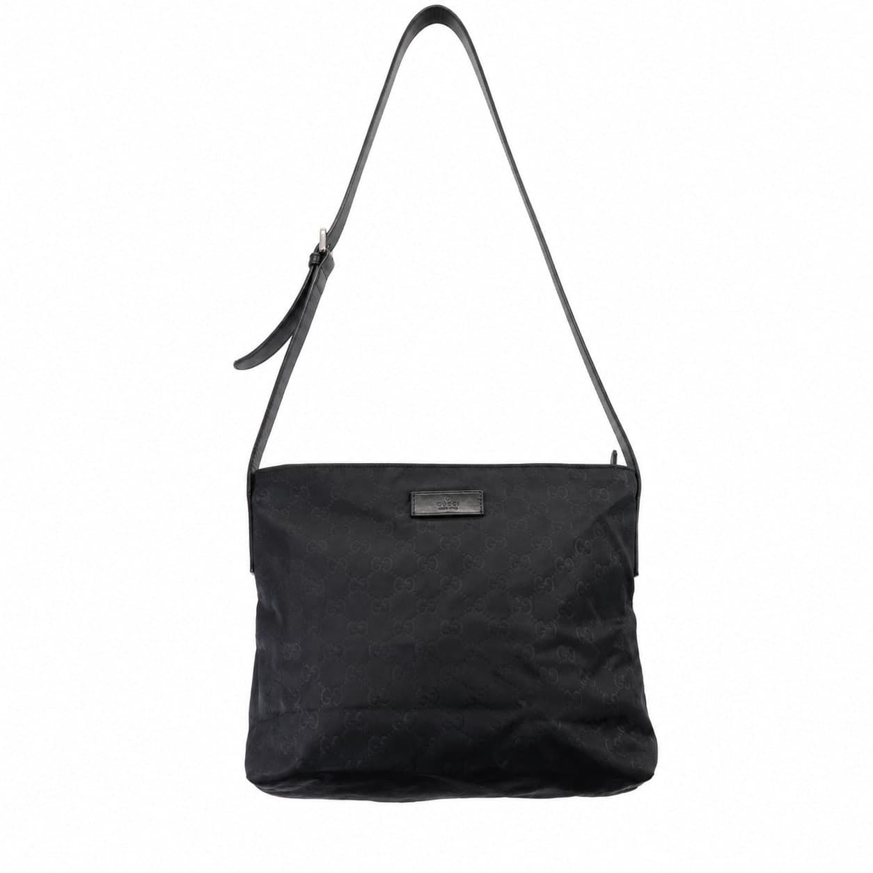Gucci GG Nylon Messenger Crossbody Shoulder Bag Handbag Purse Black