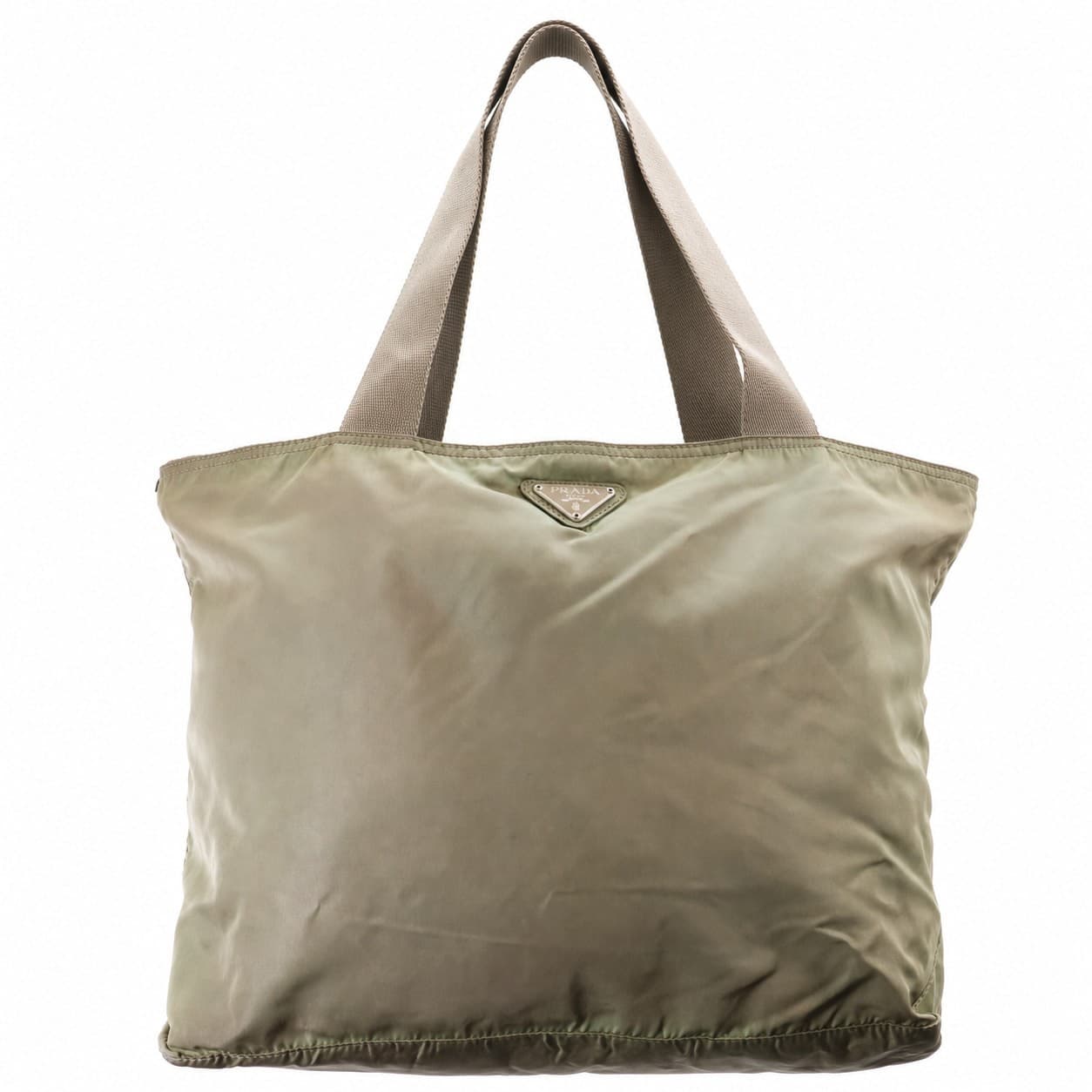 Prada Nylon Tote Shoulder Bag Handbag Purse Olive Green Tessuto