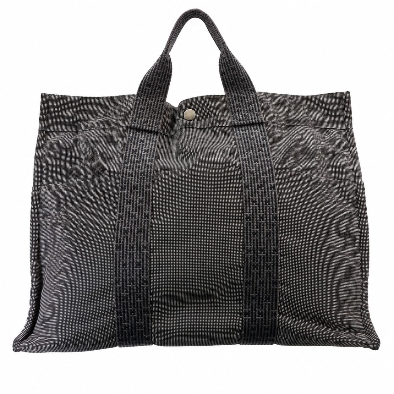 Hermès Herline MM Canvas Tote Bag Handbag Purse Gray Charcoal handbags auction at Alighieri's