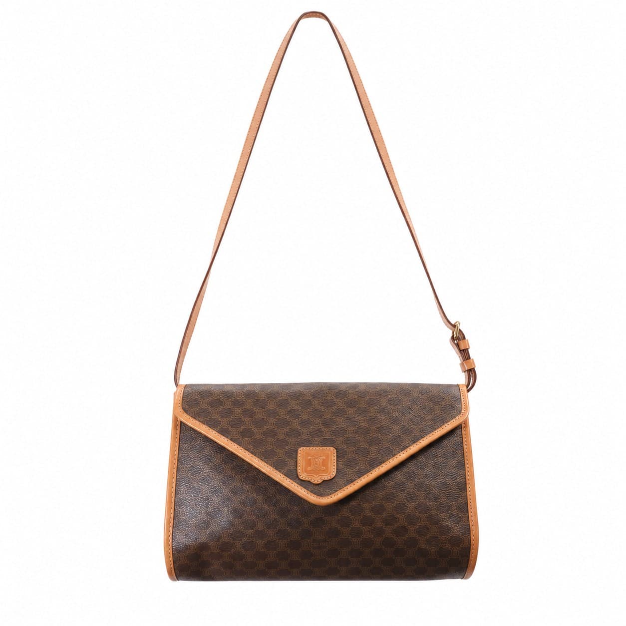 Céline Macadam Coated Canvas Leather Crossbody Shoulder Bag Handbag Purse Brown handbags auction at Alighieri's