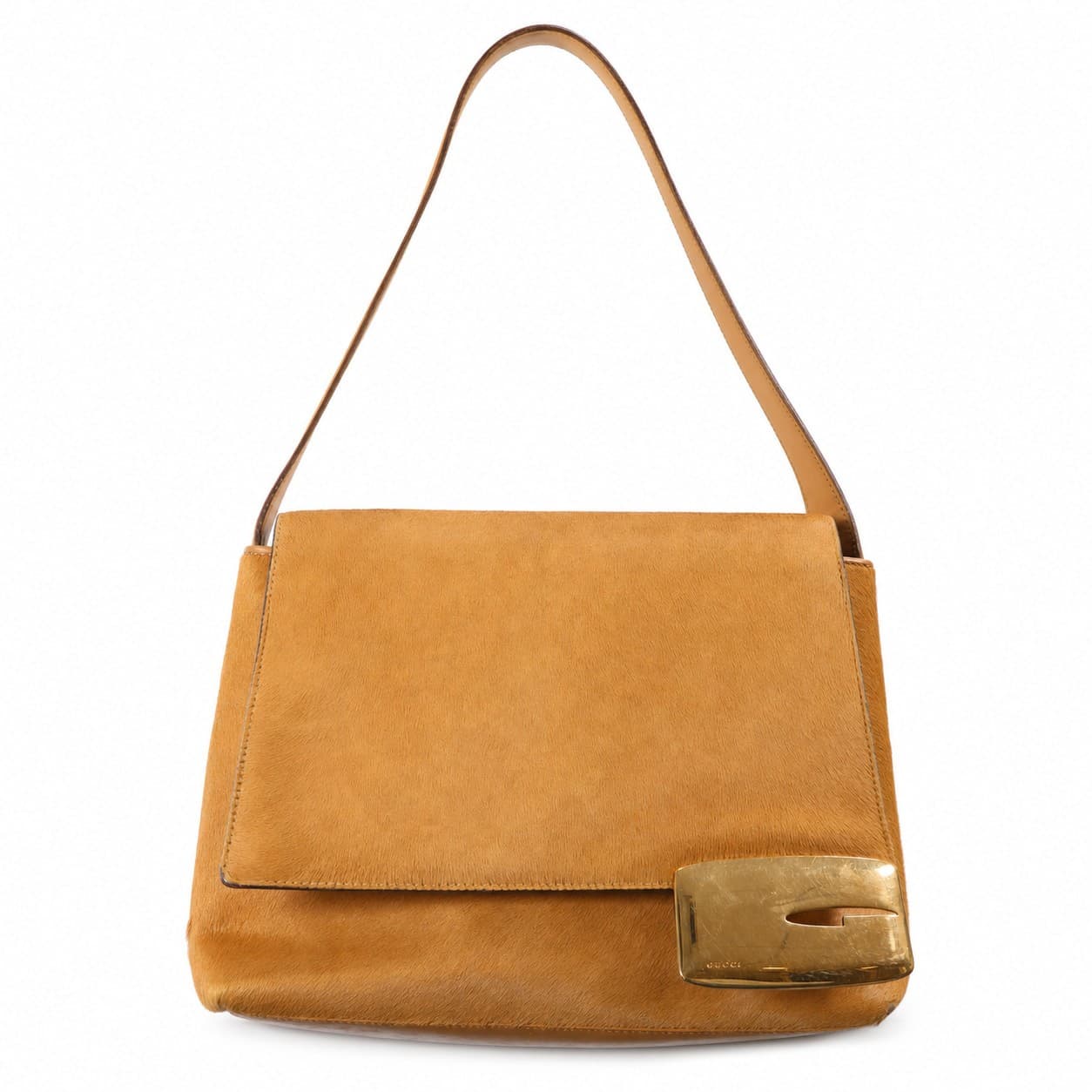 Gucci Pony Hair Calf Hair Shoulder Bag Handbag Purse Camel Gold Hardware handbags auction at Alighieri's