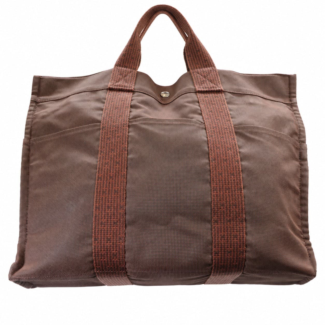 Hermès Herline Brown Canvas Tote Handbag Purse Bag Zip Top