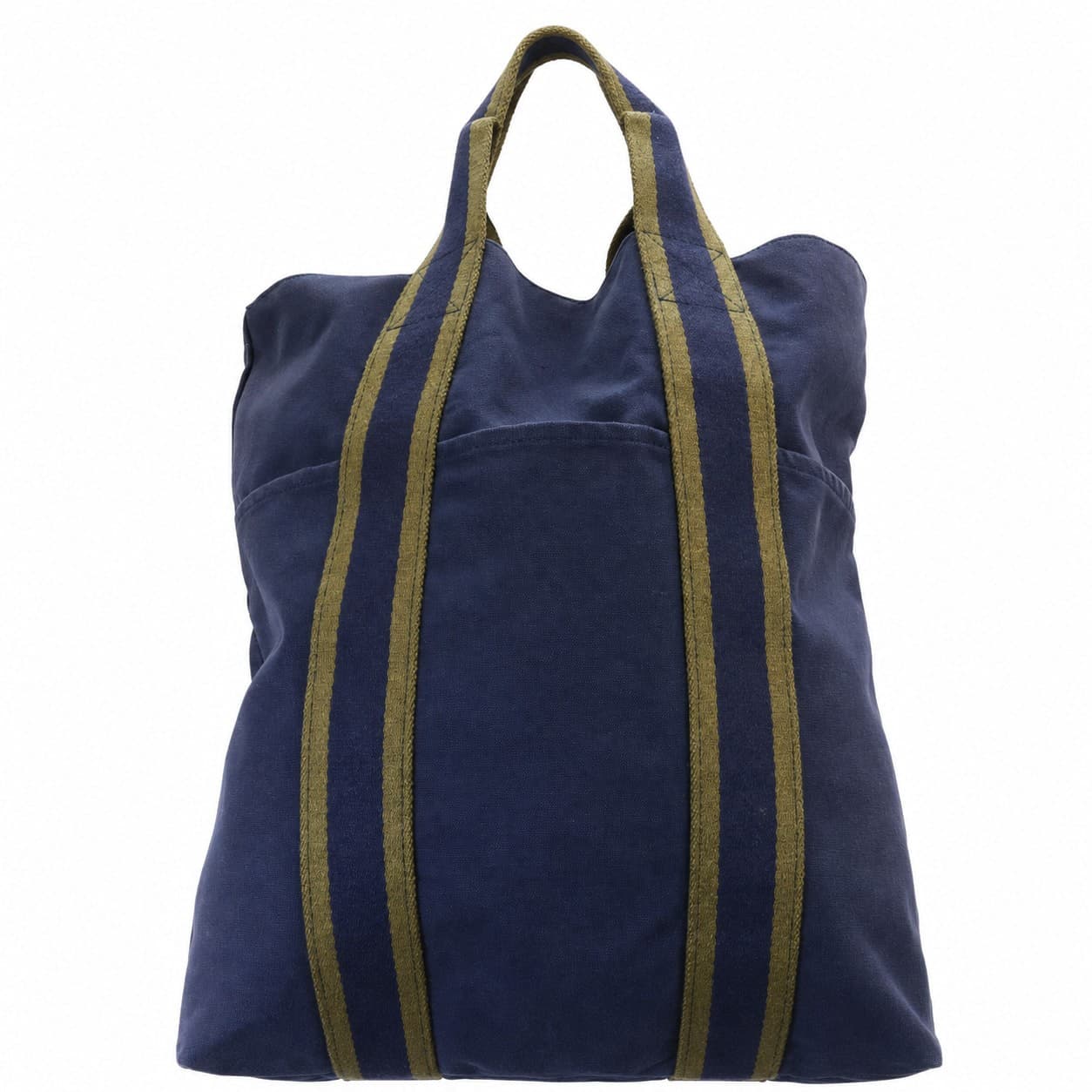 Hermès Fourre Tout Navy Canvas Tote Bag Handbag Purse Striped Handles