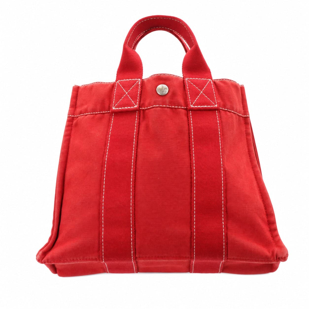 Hermès Fourre Tout PM Canvas Red Tote Handbag Purse Bag Top Handle