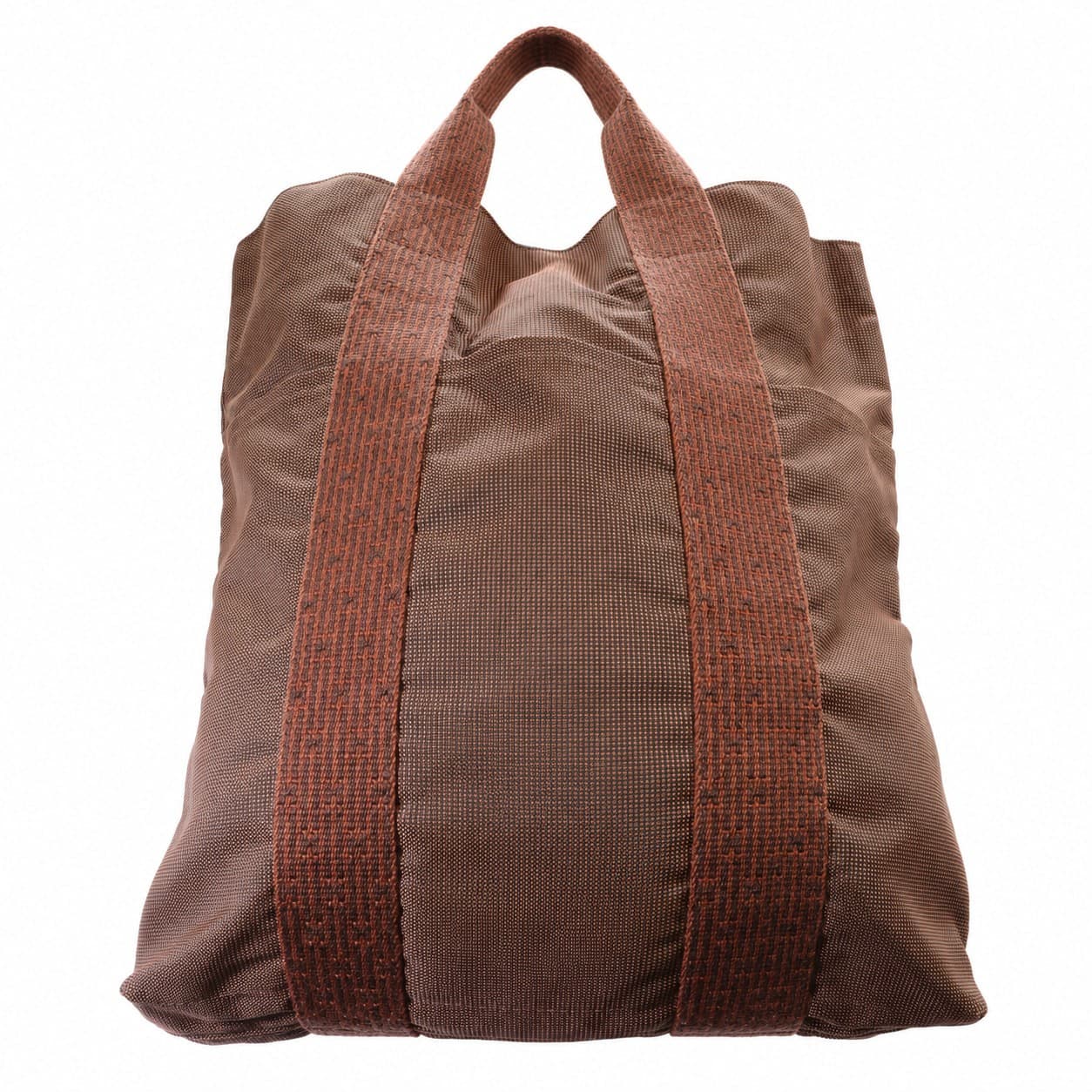 Hermès Canvas Tote Handbag Purse Bag Brown Striped Silver Zip