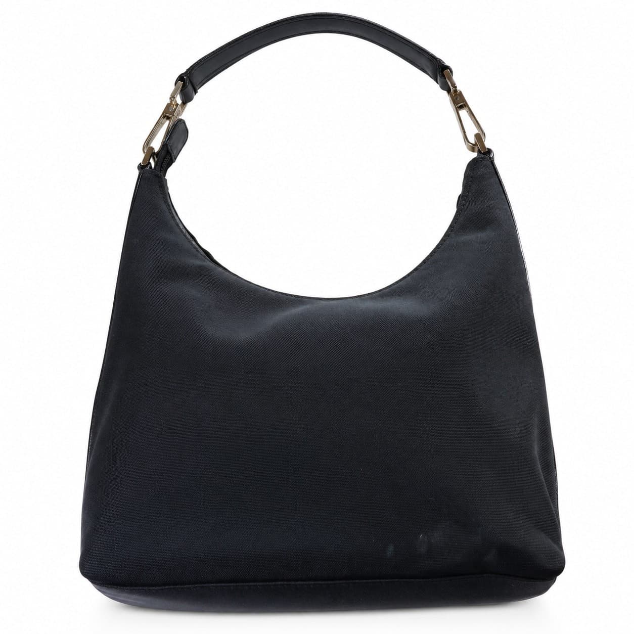 Gucci Black Canvas Leather Hobo Shoulder Bag Handbag Purse