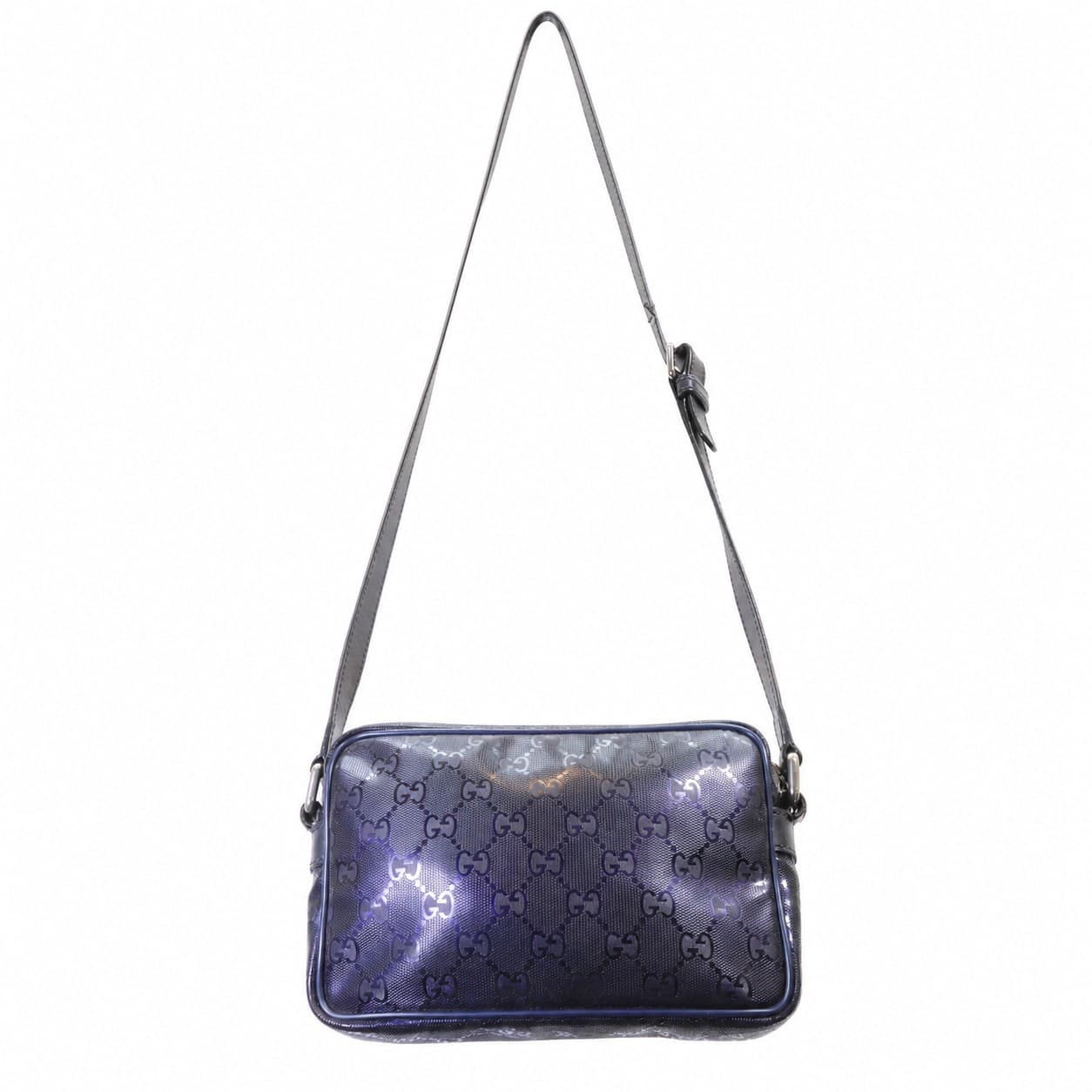 Gucci GG Supreme Iridescent Crossbody Shoulder Bag Handbag Purse Blue