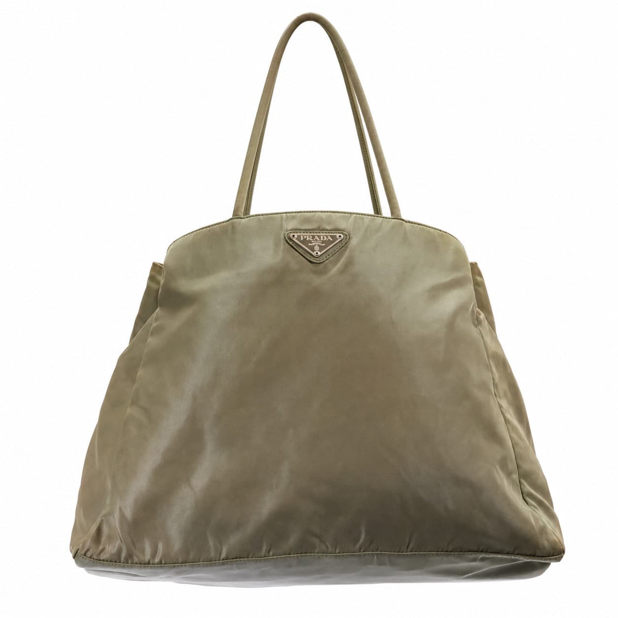 Prada Nylon Tessuto Tote Bag Handbag Purse Shoulder Bag Olive Green