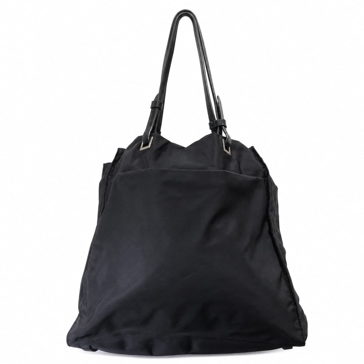Prada Black Nylon Tessuto Leather Trim Tote Shoulder Bag Handbag Purse