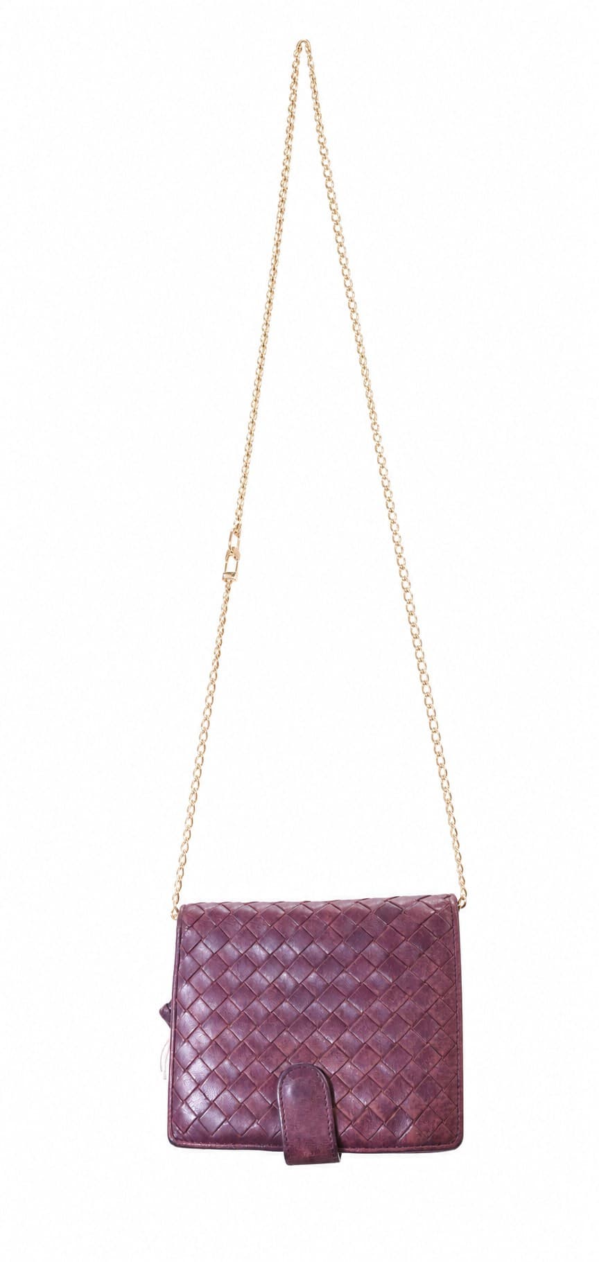 Bottega Veneta Intrecciato Woven Leather Crossbody Shoulder Bag Purse Burgundy