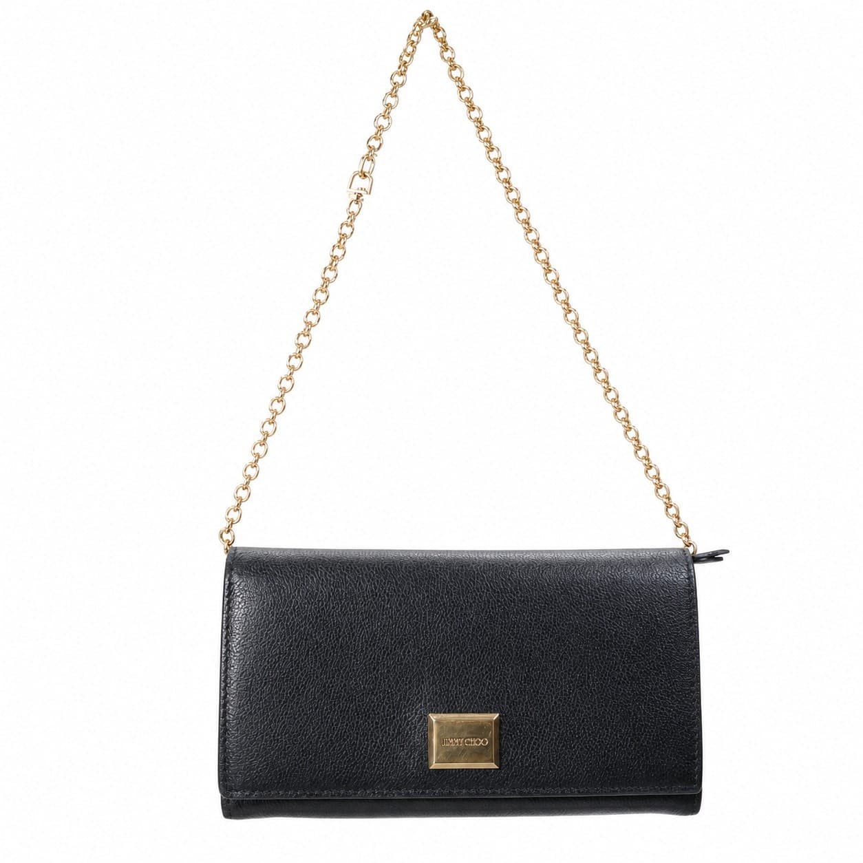 Jimmy Choo Black Leather Wallet Crossbody Shoulder Bag Handbag Purse Chain