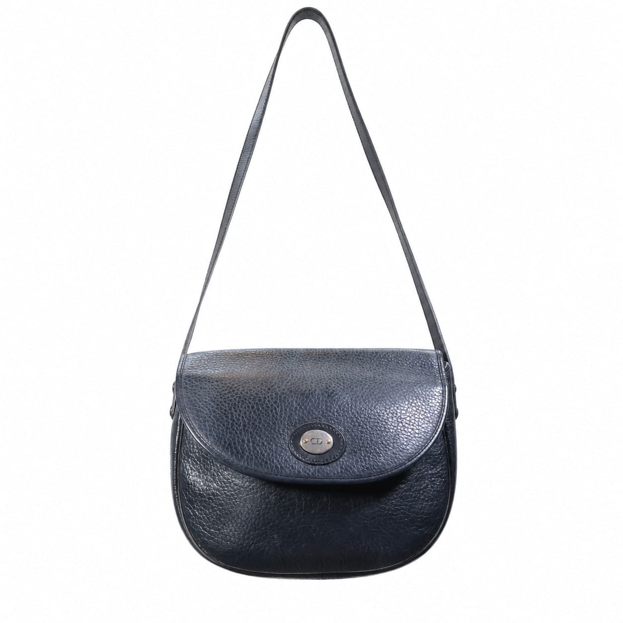 Christian Dior Black Leather CD Logo Crossbody Shoulder Bag Handbag Purse