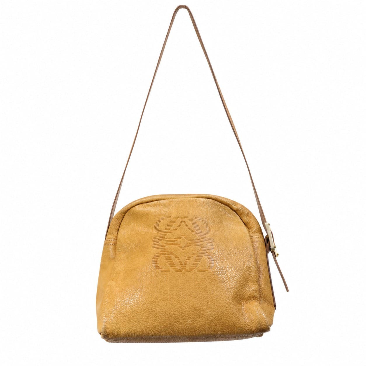Loewe Anagram Leather Crossbody Shoulder Bag Handbag Purse Tan Camel