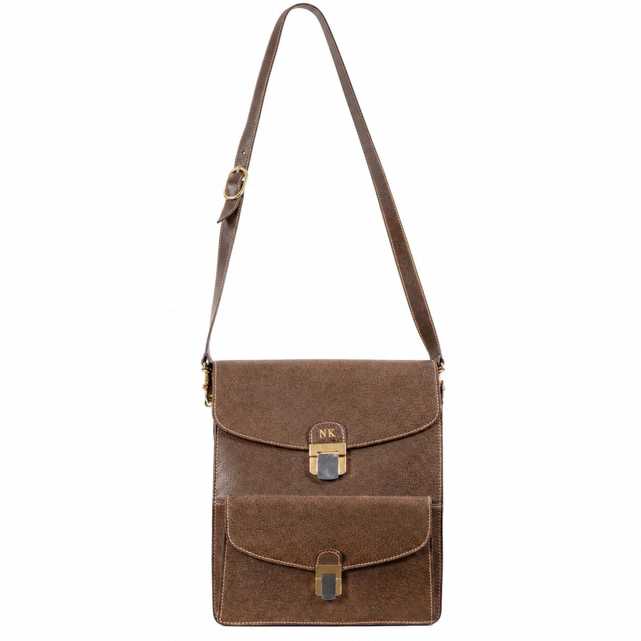 Gucci Brown Leather Crossbody Shoulder Bag Purse Handbag Messenger