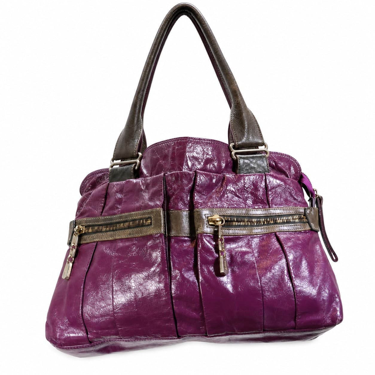 See By Chloé Leather Satchel Shoulder Bag Handbag Purse Purple