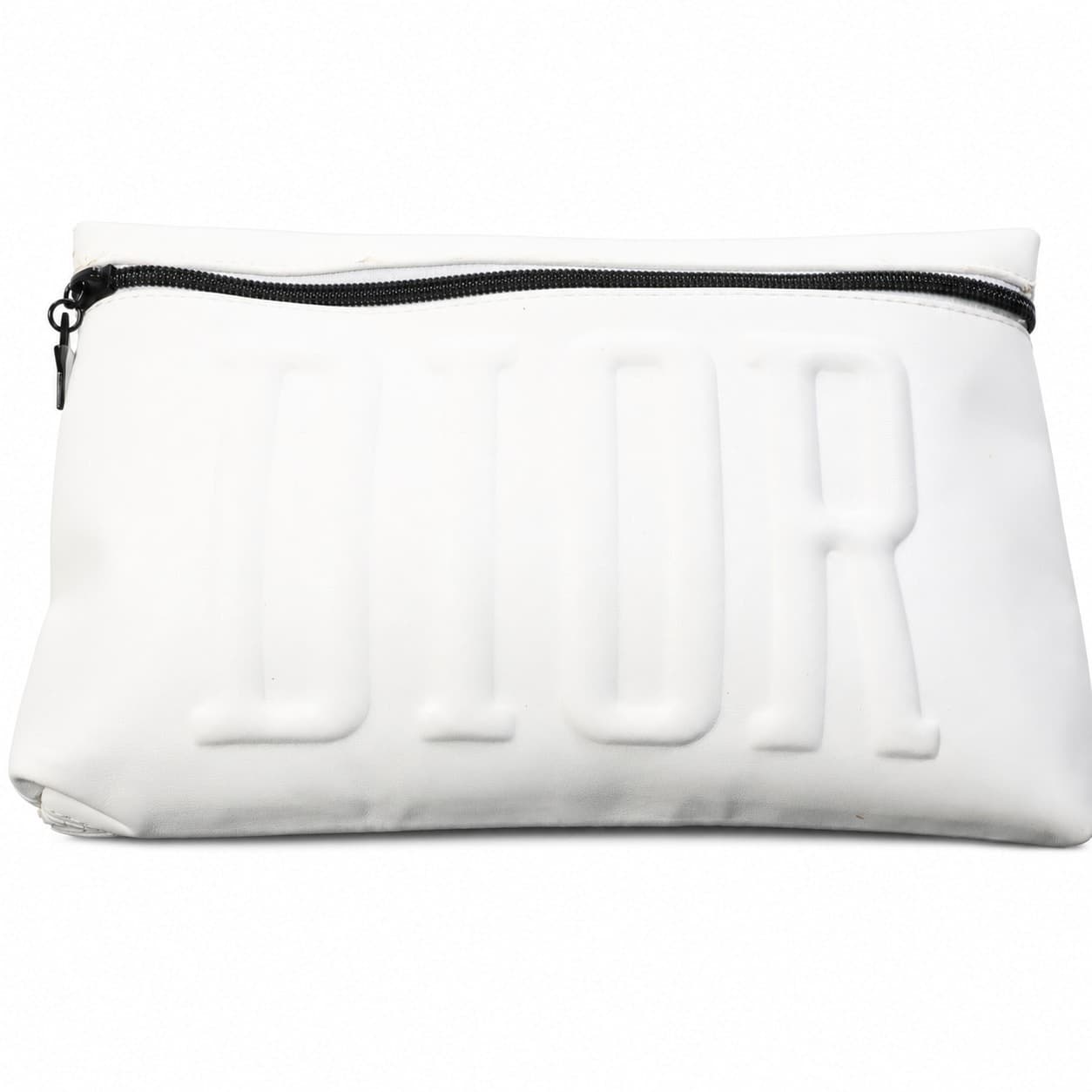 Christian Dior White Leather Cosmetic Pouch Star Charm Clutch Bag