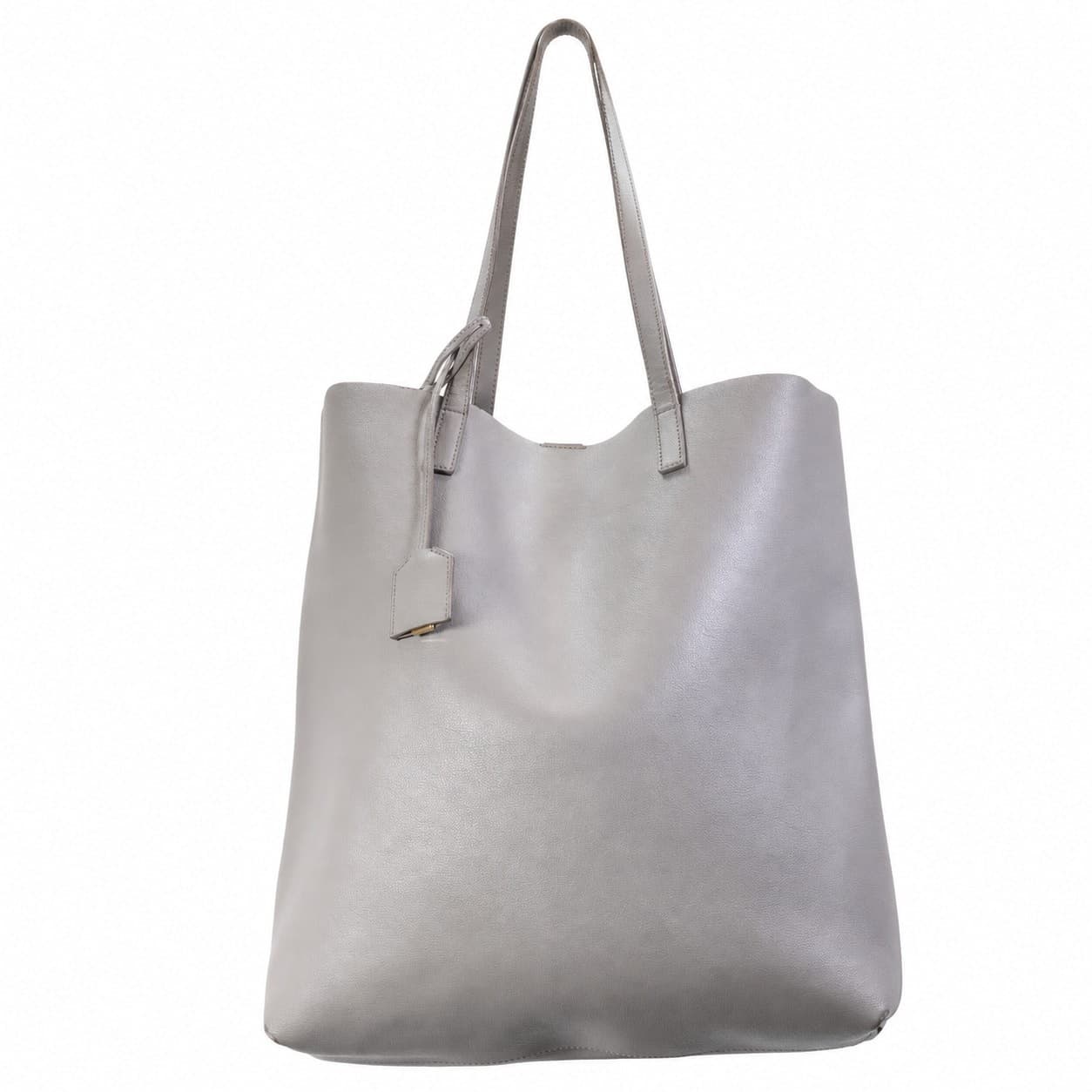 Saint Laurent Gray Leather Shopping Tote Handbag Purse Bag Large