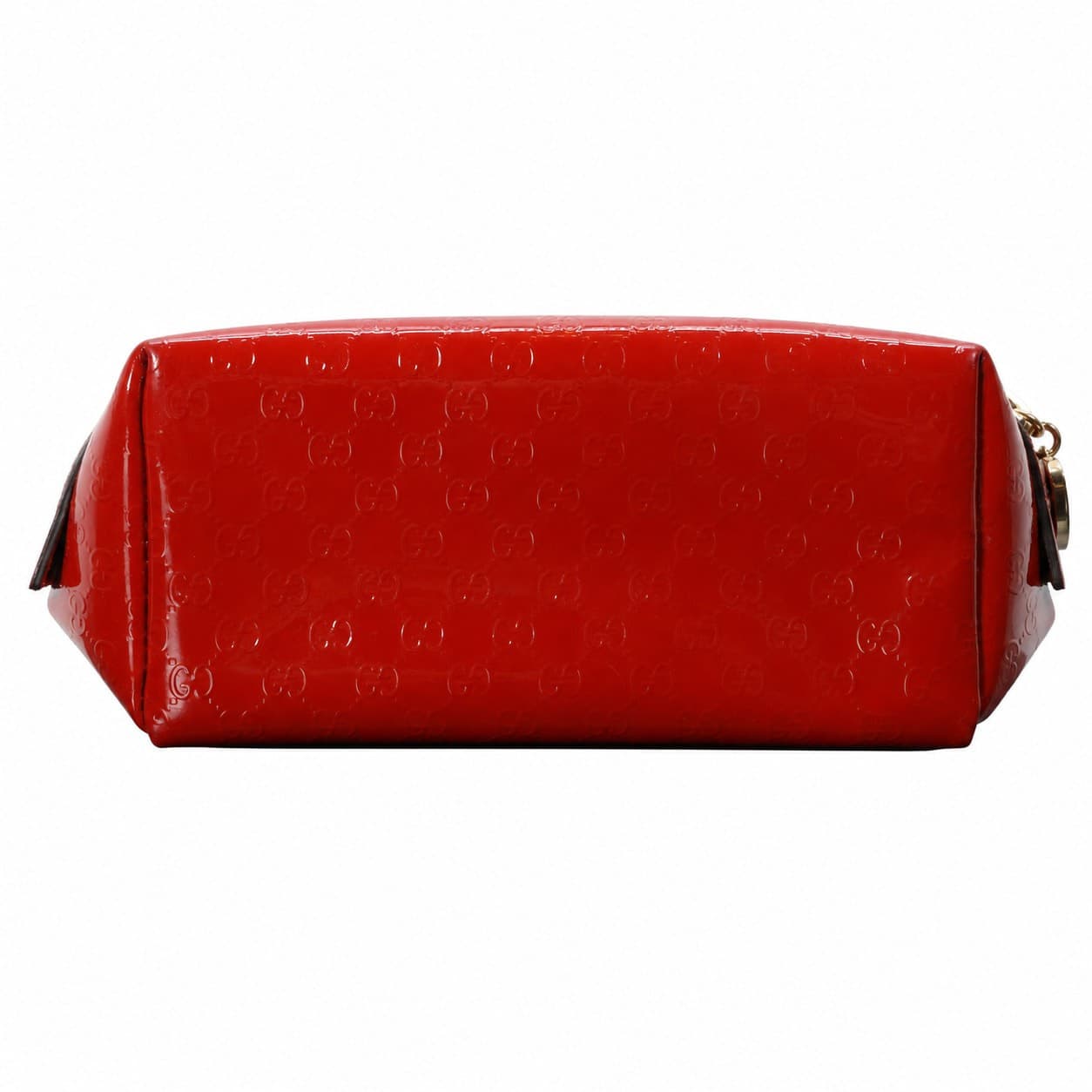 Gucci Guccissima Red Patent Leather Cosmetic Case Makeup Bag Pouch Purse