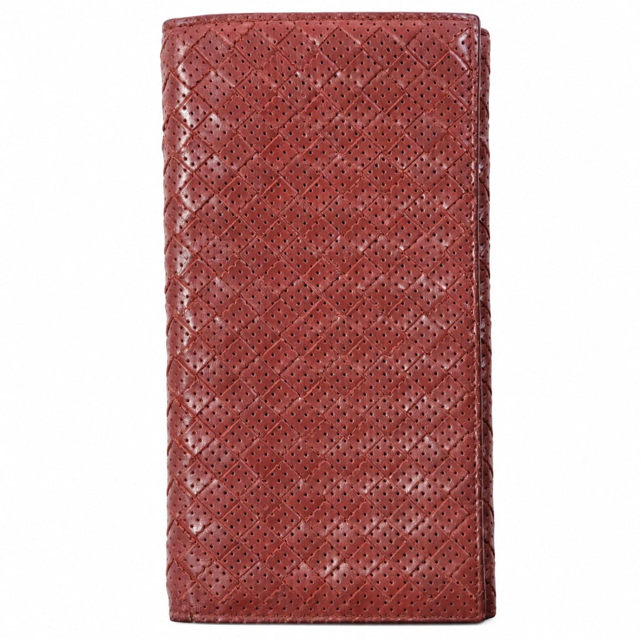Bottega Veneta Intrecciato Red Leather Continental Wallet Purse Clutch