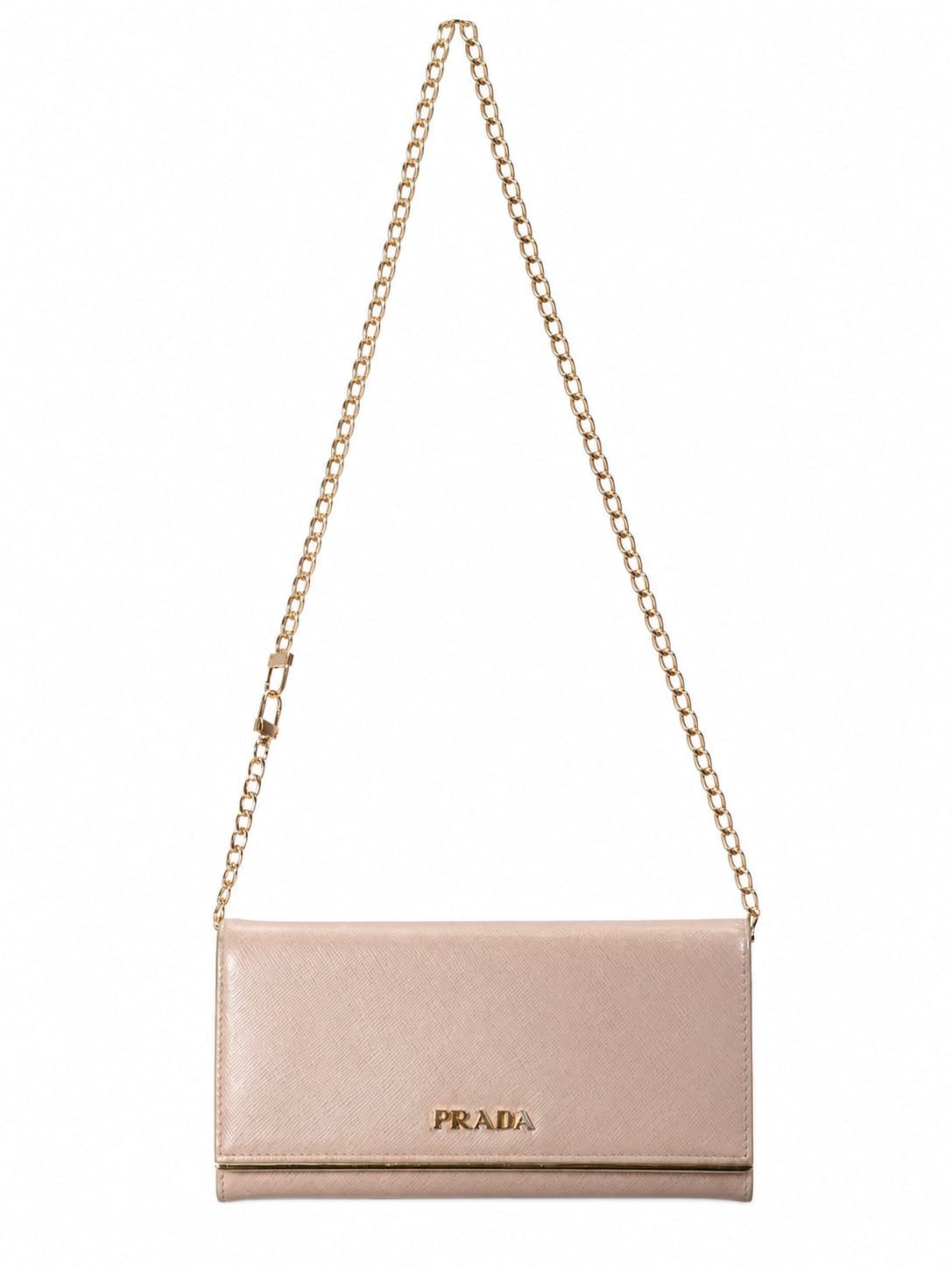 Prada Saffiano Metal Leather Wallet On Chain Crossbody Bag Purse Cipria Pink
