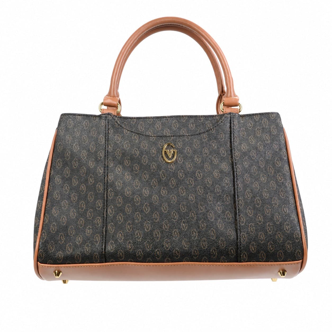 Gianni Valentino Monogram Coated Canvas Leather Handbag Purse Bag Shoulder Satchel