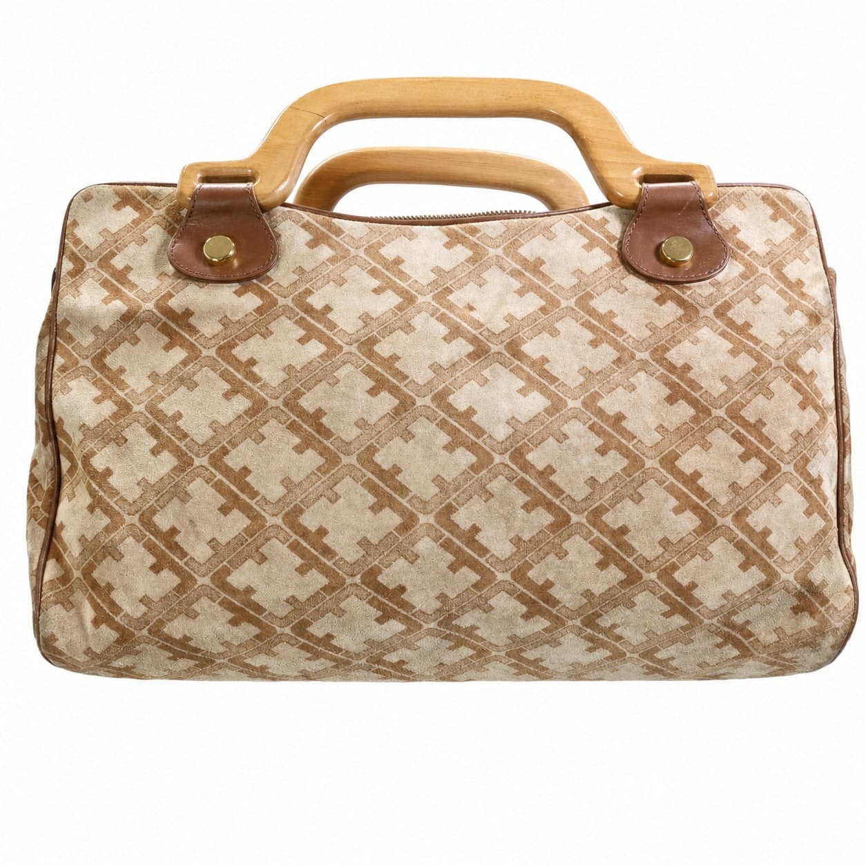 Salvatore Ferragamo Monogram Canvas Top Handle Bag Handbag Brown Beige