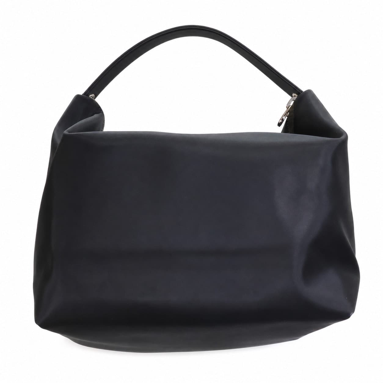 Fendi Pequin Stripe Black Nylon Canvas Shoulder Bag Hobo Handbag Purse