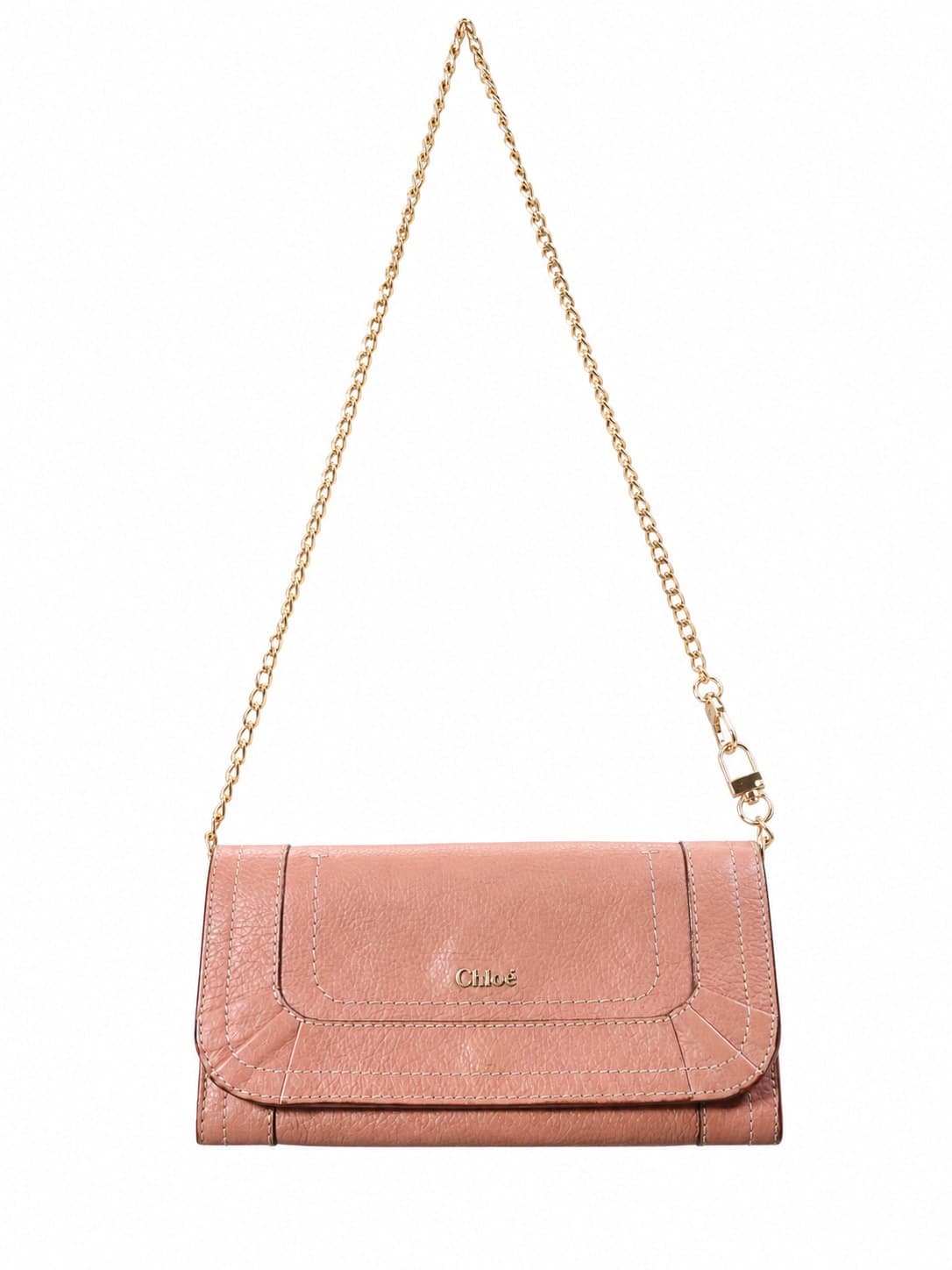 Chloé Pink Leather Envelope Flap Wallet On Chain Crossbody Bag Purse Handbag
