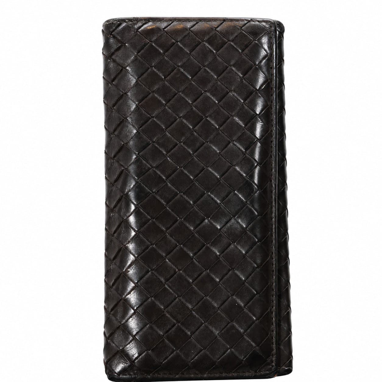 Bottega Veneta Intrecciato Woven Leather Long Continental Wallet Brown