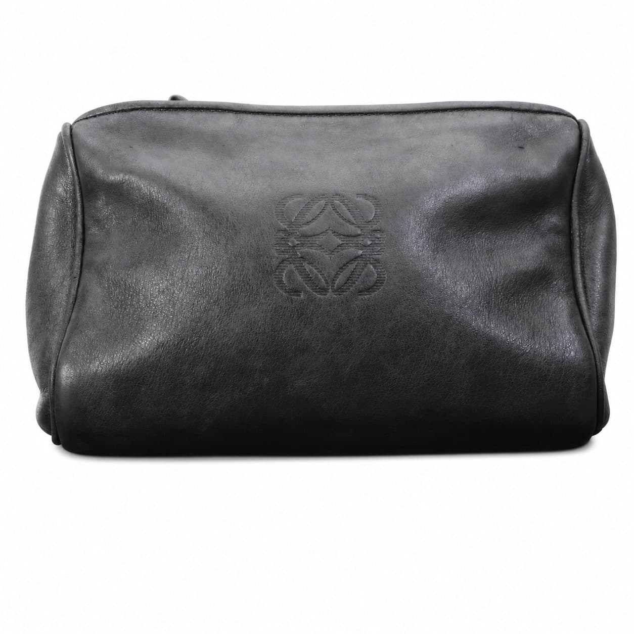 Loewe Anagram Black Leather Cosmetic Pouch Toiletry Bag Clutch