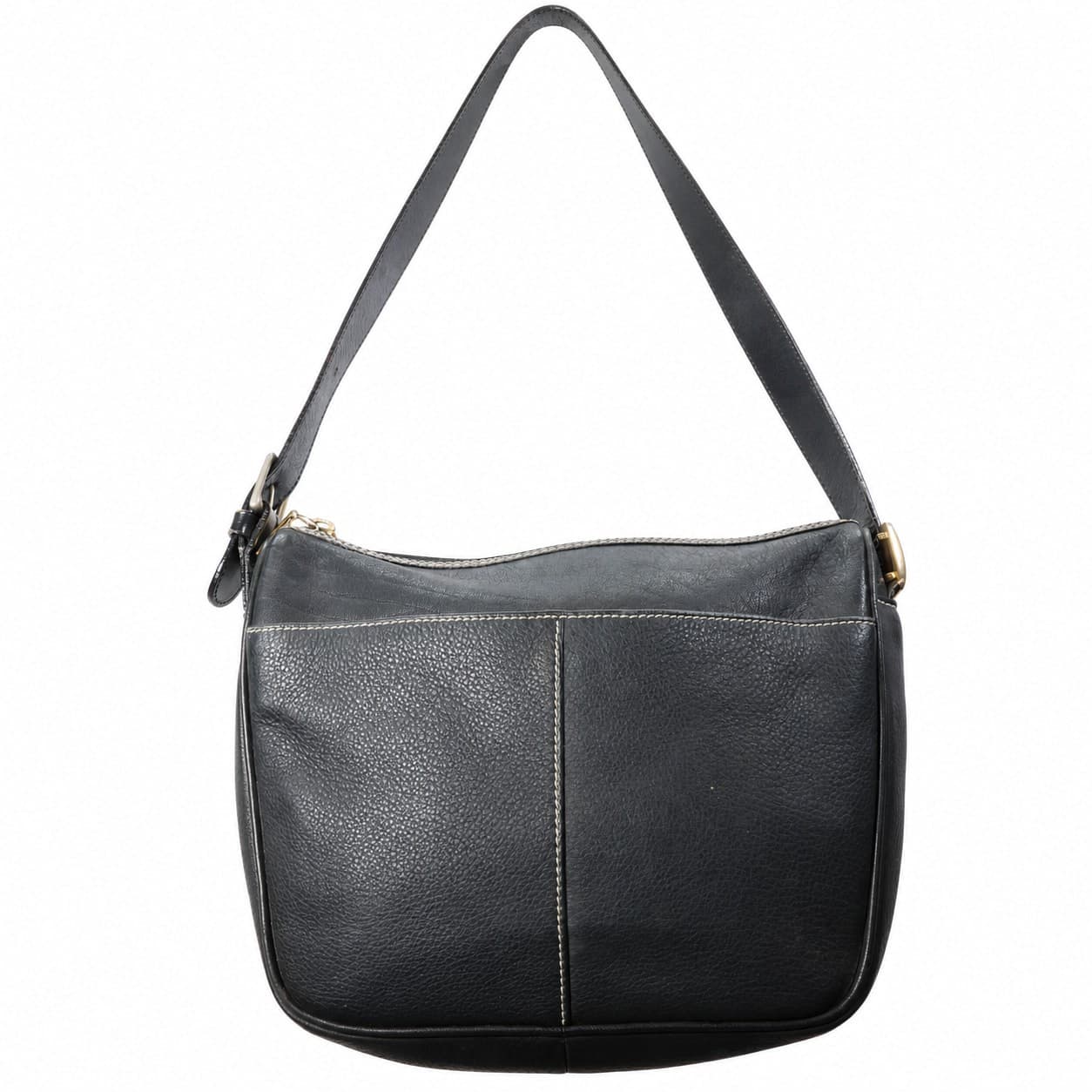 Burberrys Black Leather Shoulder Bag Crossbody Purse Handbag Check Lining
