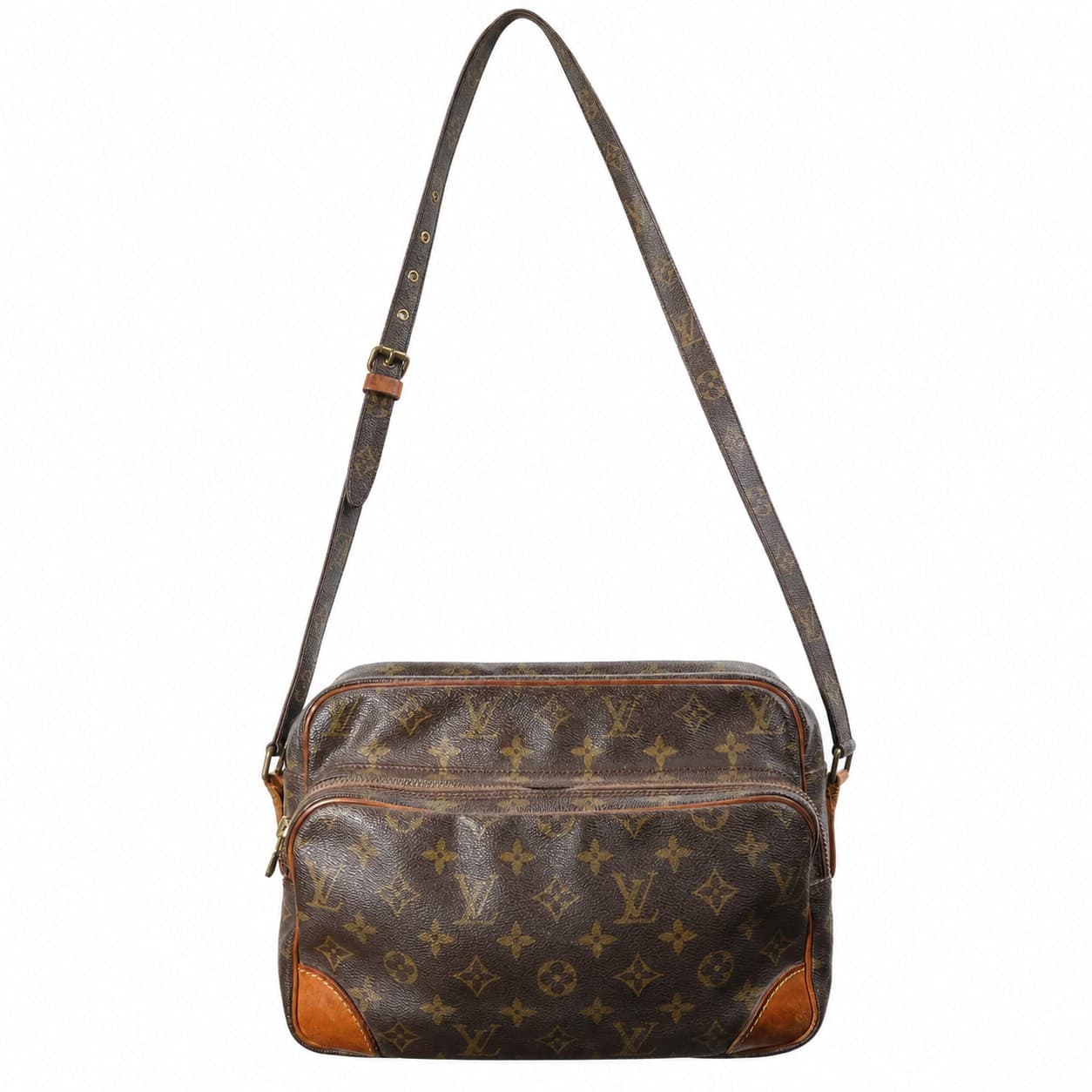 Louis Vuitton Nile Monogram Canvas Crossbody Shoulder Bag Handbag Purse Brown