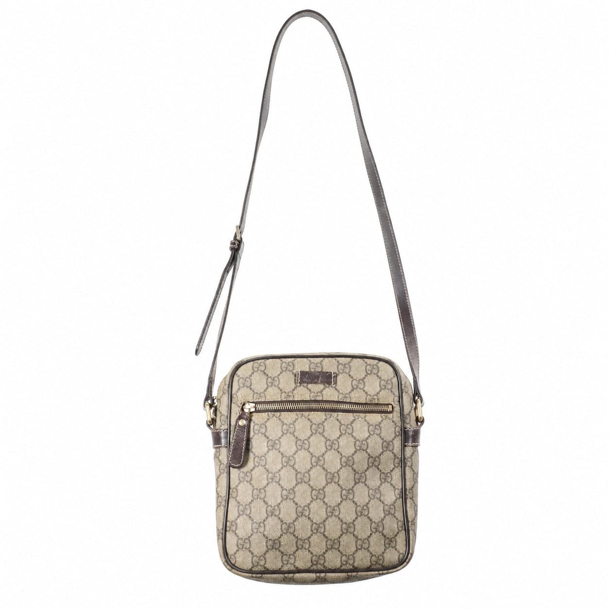 Gucci GG Supreme Canvas Crossbody Messenger Shoulder Bag Brown Beige