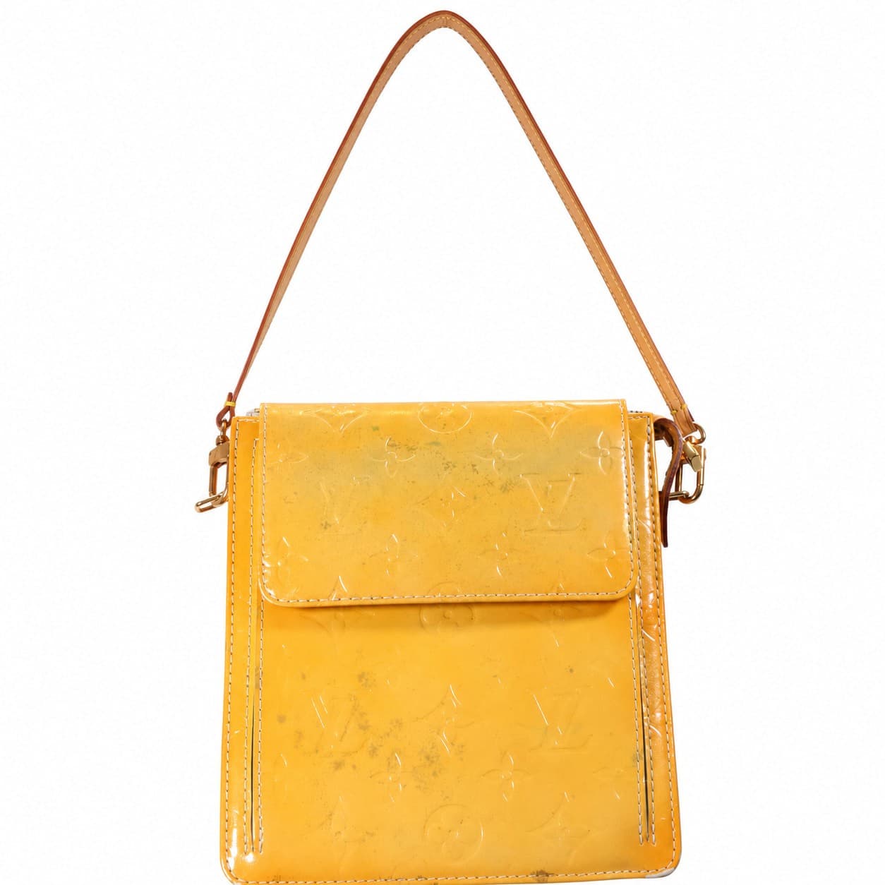 Louis Vuitton Thompson Street Vernis Patent Leather Crossbody Shoulder Bag Yellow