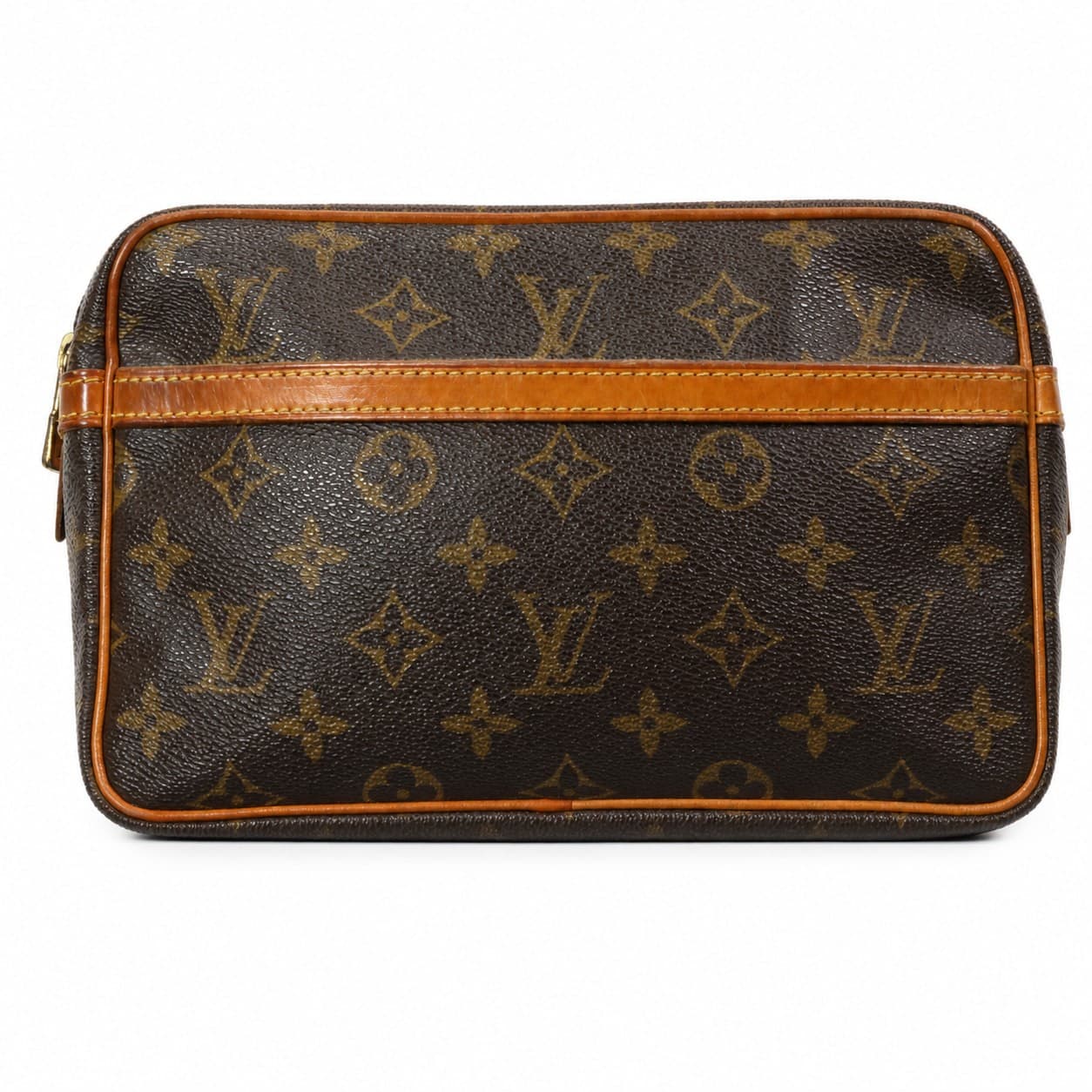 Louis Vuitton Compiegne 23 Monogram Canvas Clutch Pouch Bag Purse Brown