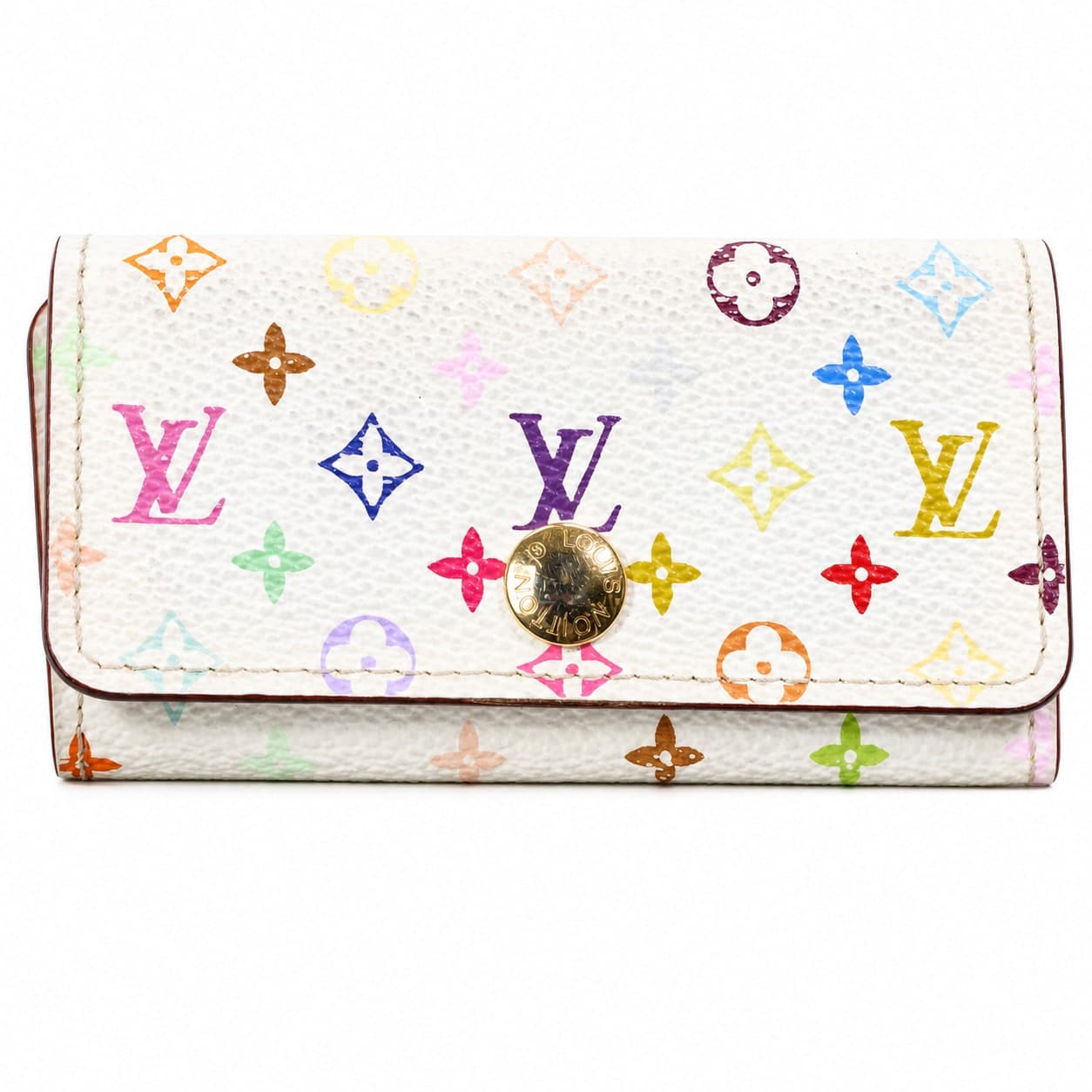 Louis Vuitton Multicolore Monogram 4 Key Holder White Canvas Leather