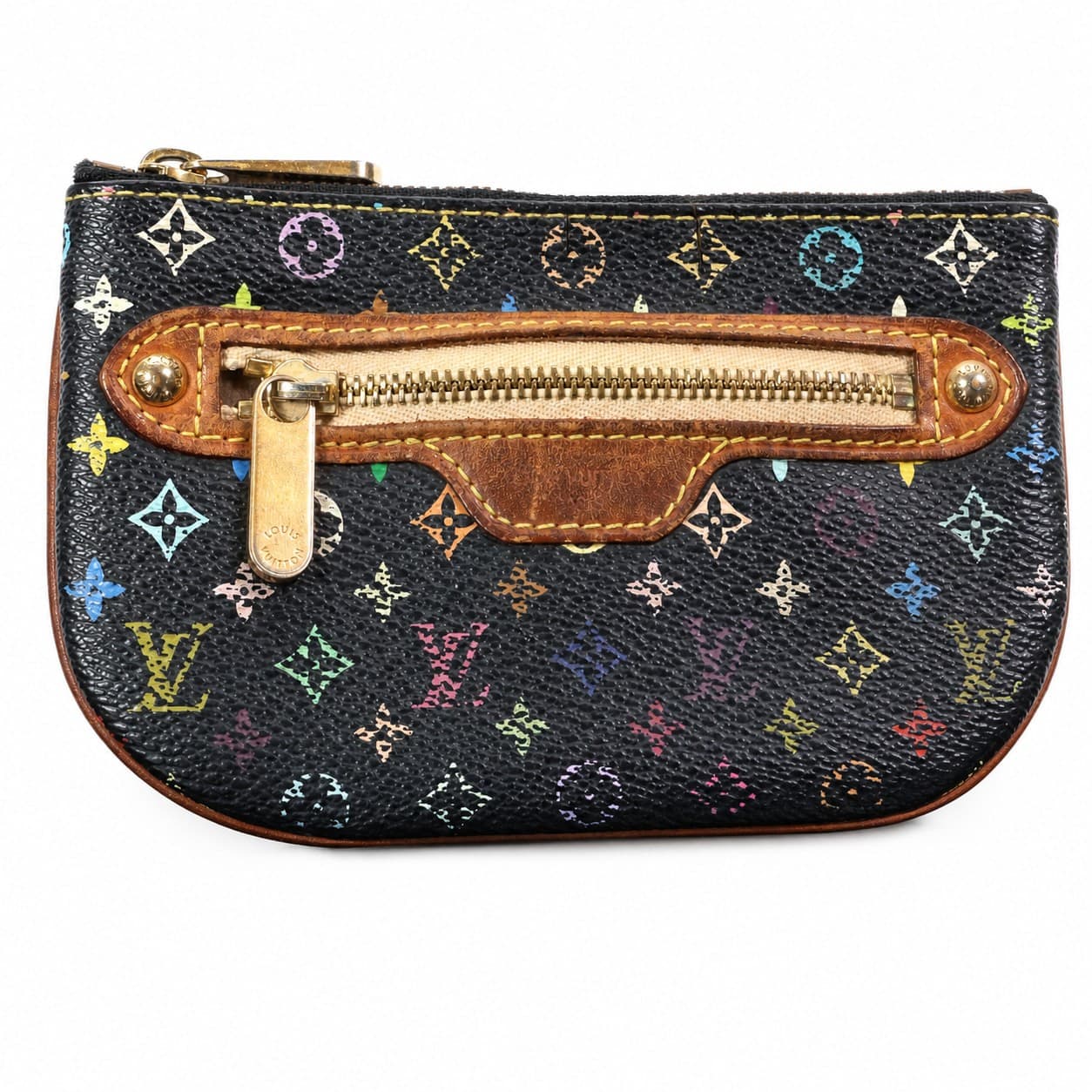 Louis Vuitton Multicolore Key Pouch Pochette Cles Black Noir Coin Purse Wallet